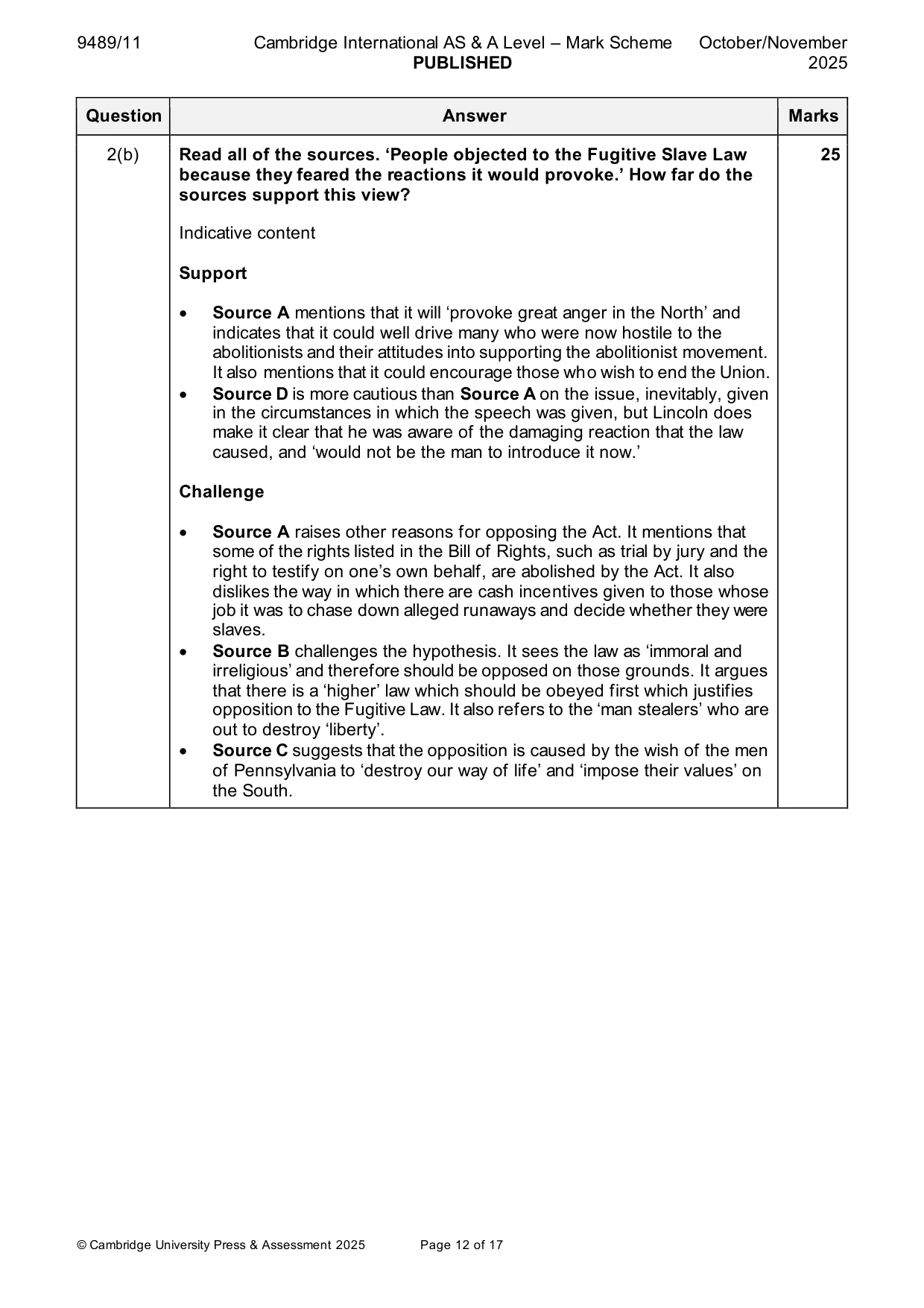 Mark scheme, page 12 of 17