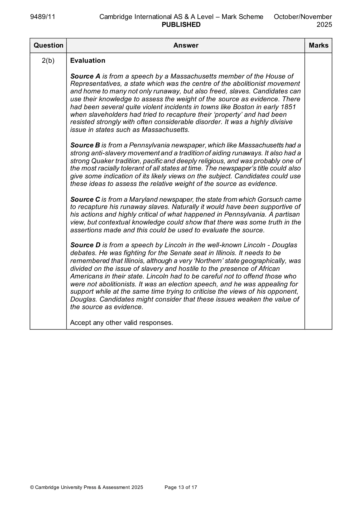 Mark scheme, page 13 of 17