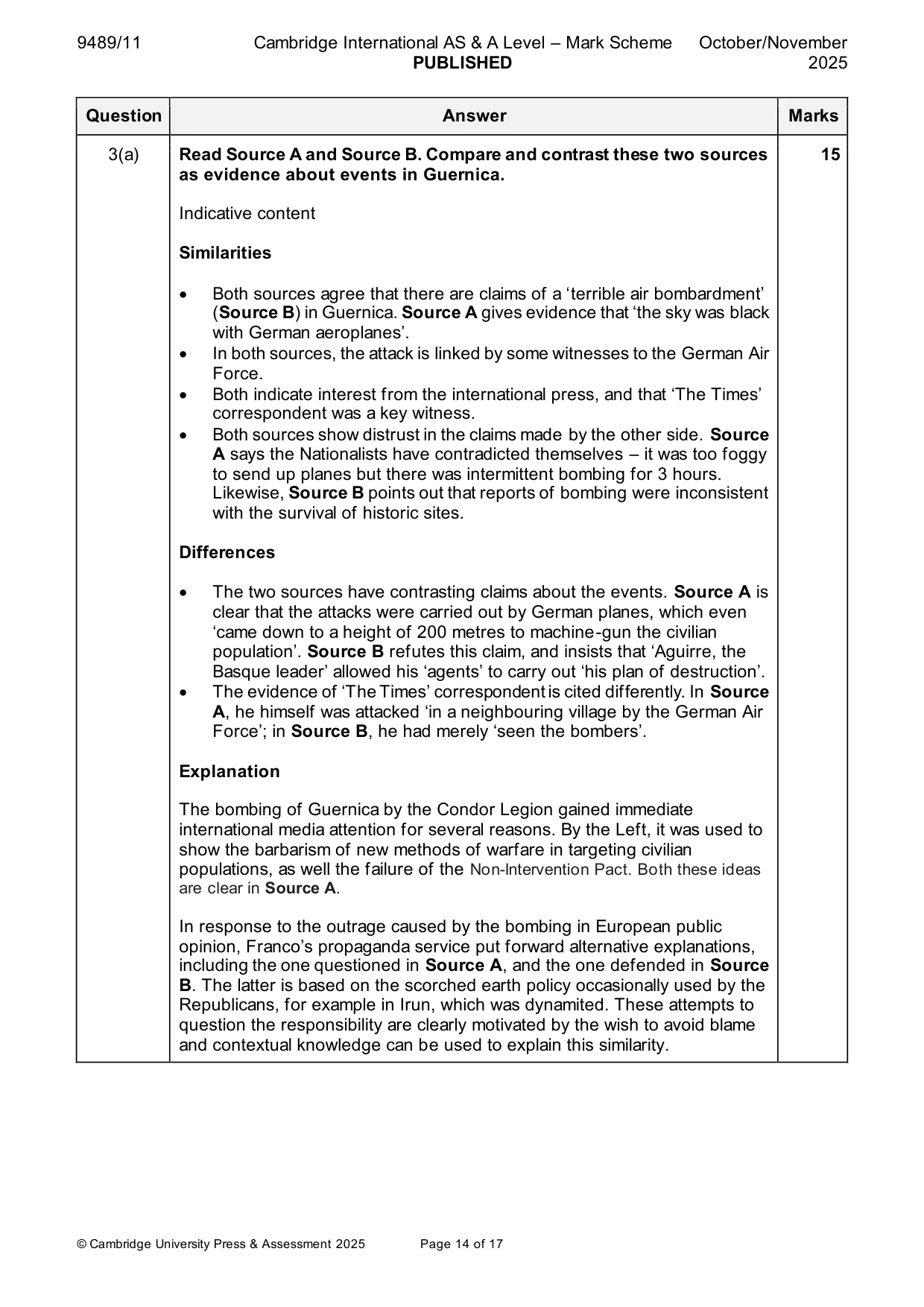Mark scheme, page 14 of 17