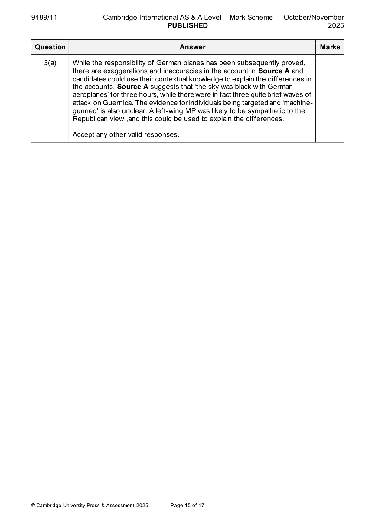 Mark scheme, page 15 of 17