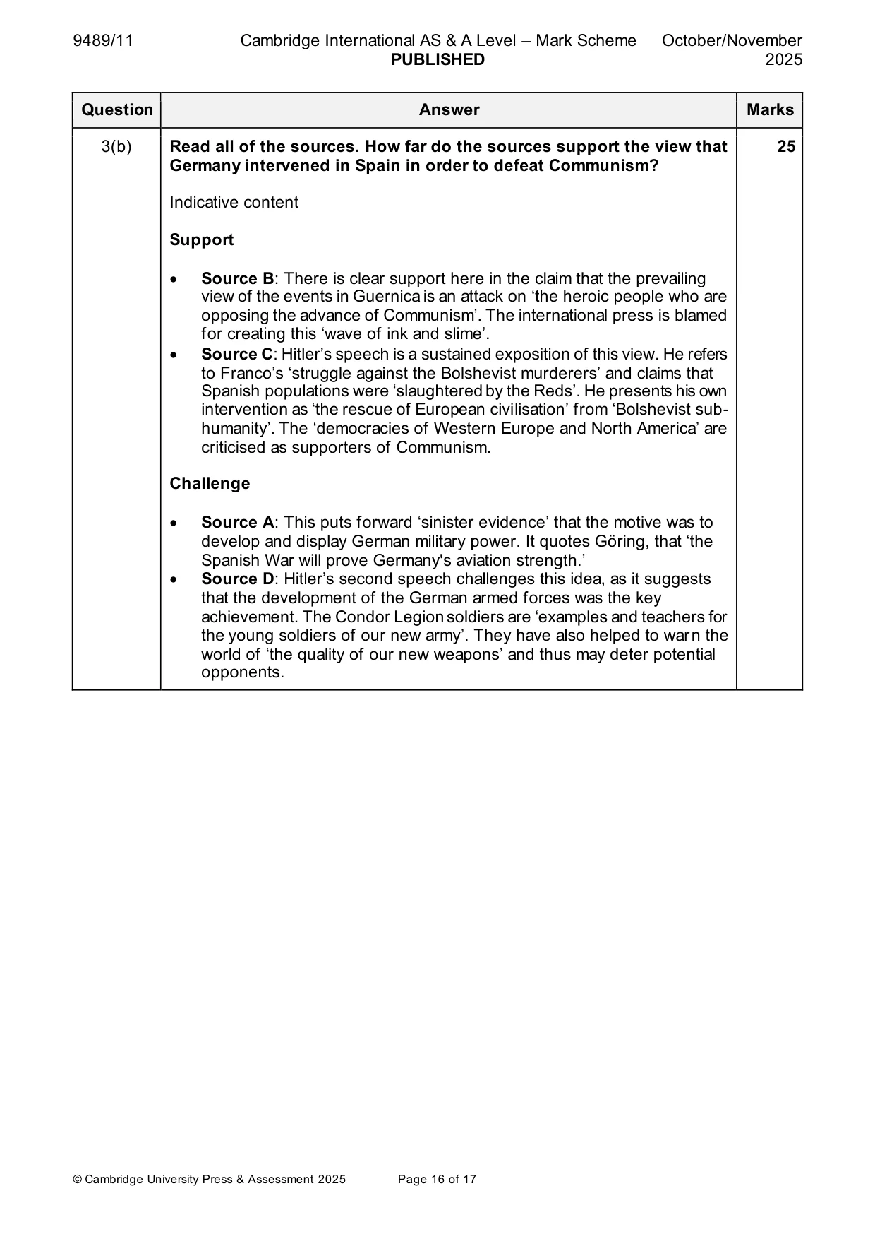 Mark scheme, page 16 of 17