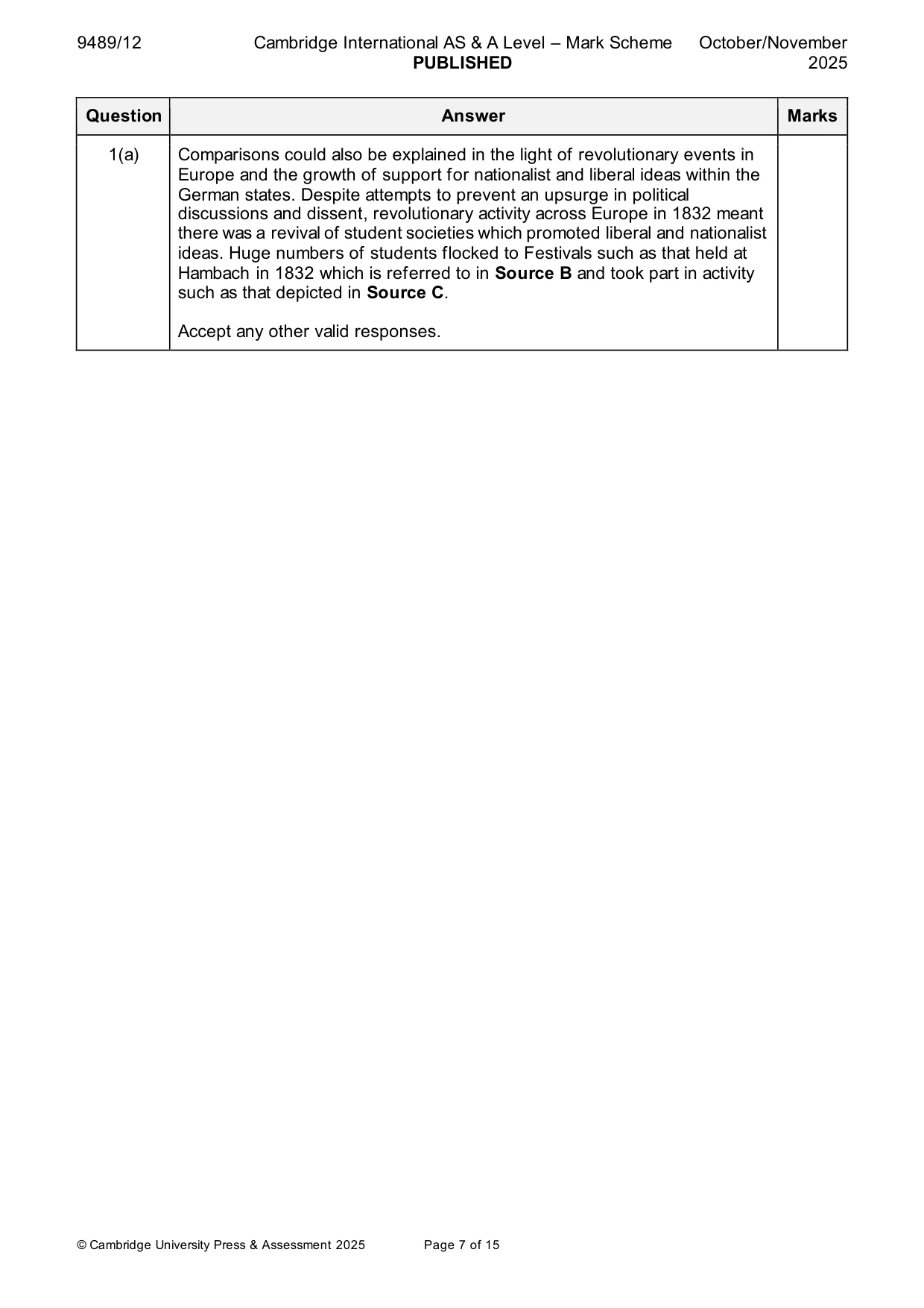 Mark scheme, page 7 of 15