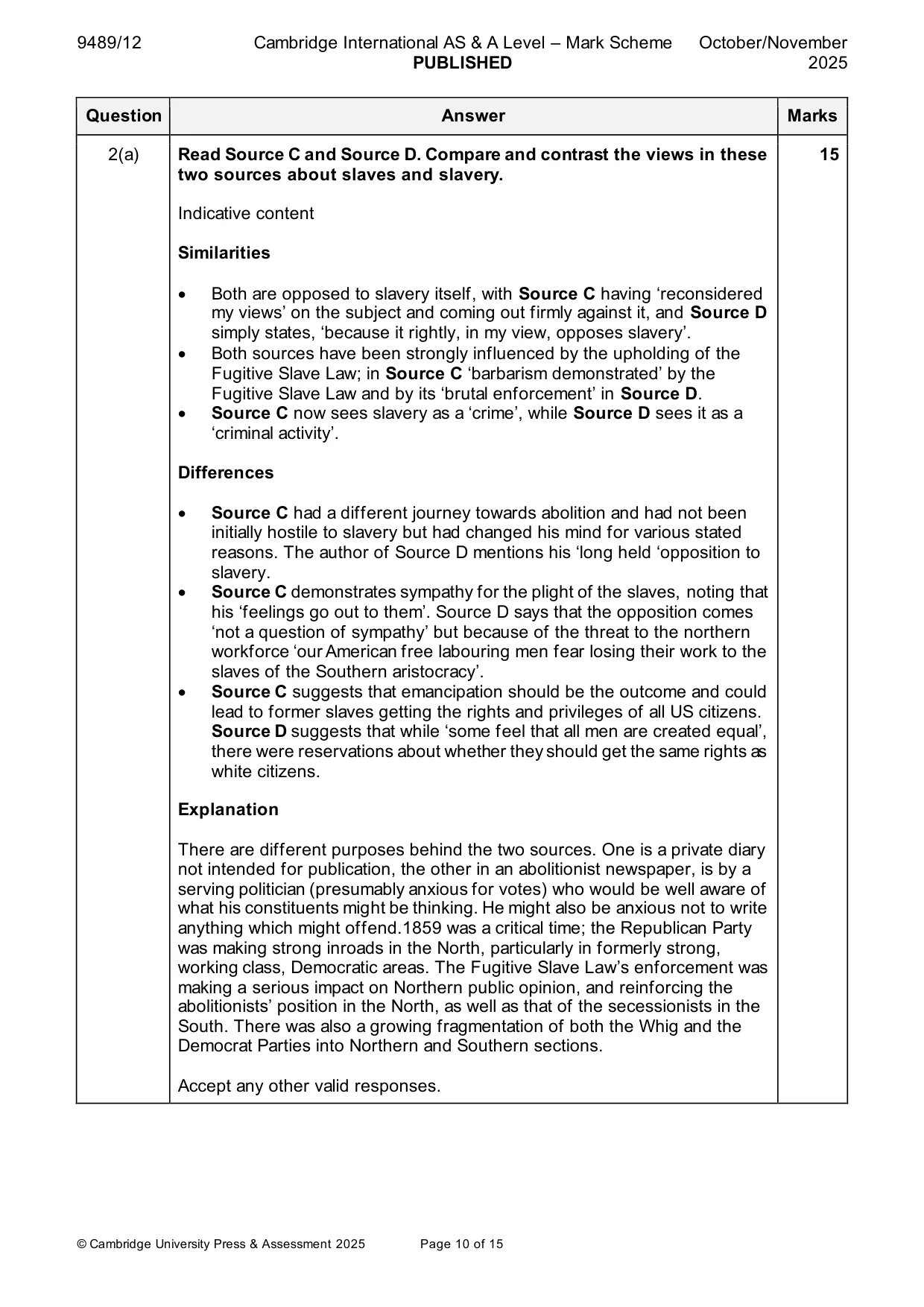 Mark scheme, page 10 of 15