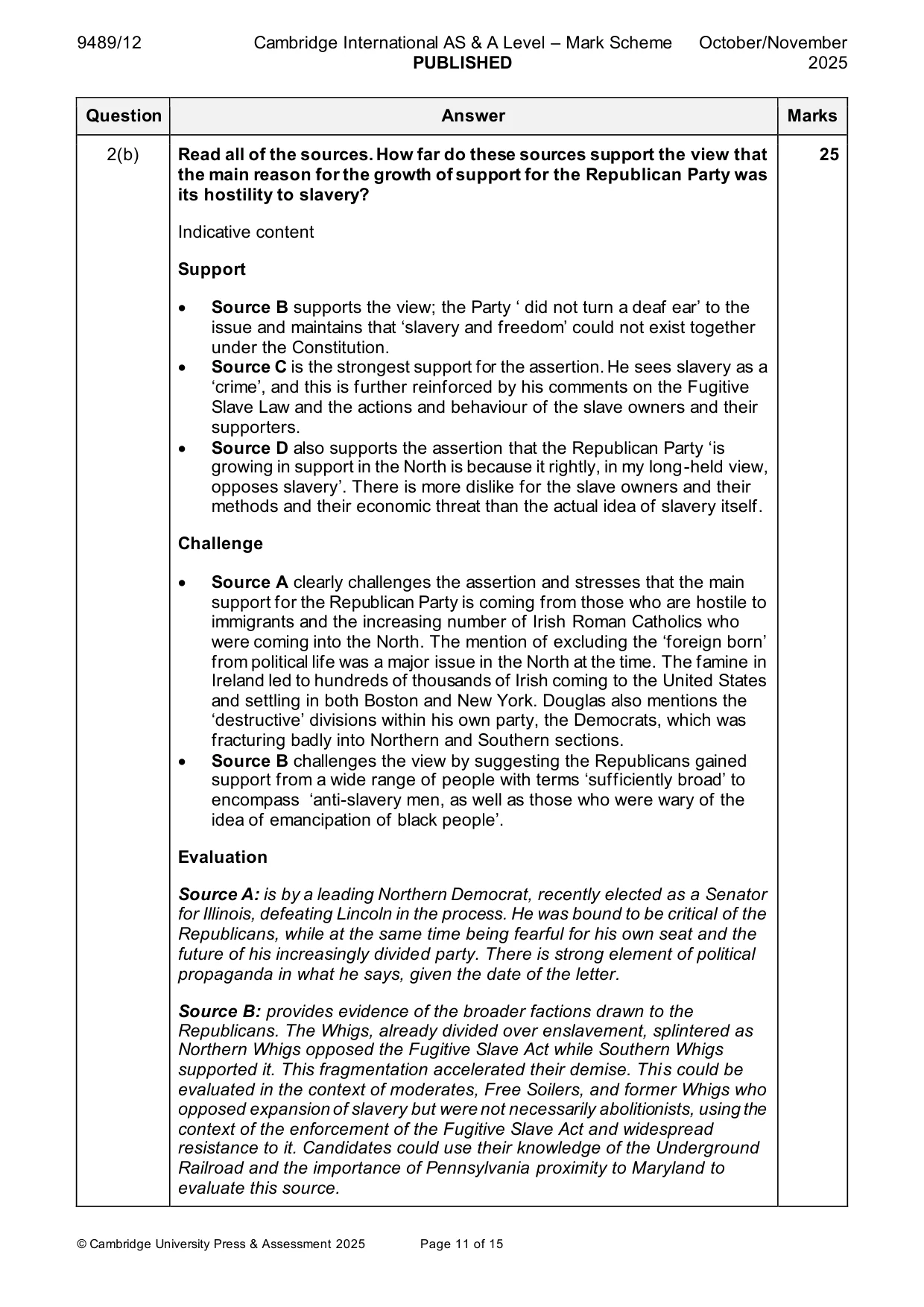 Mark scheme, page 11 of 15