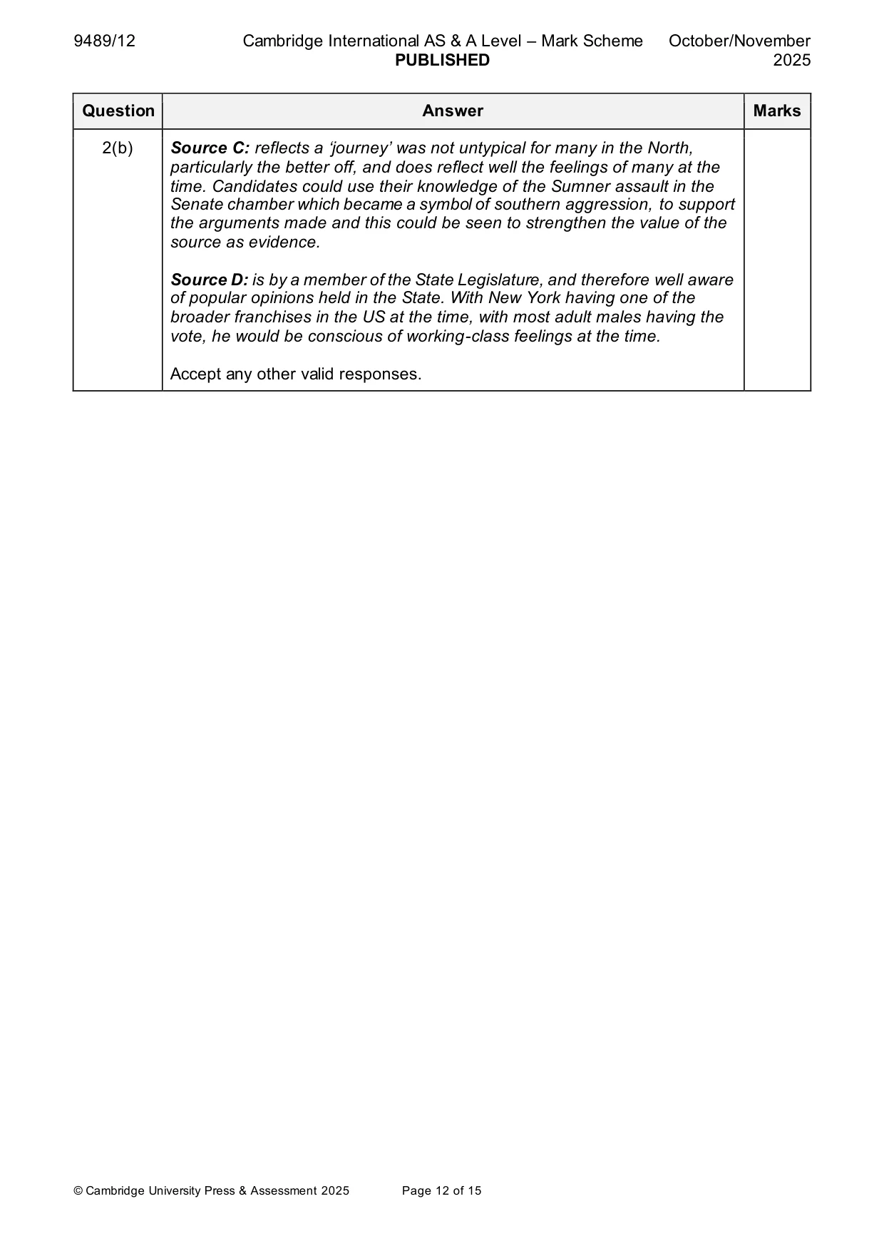 Mark scheme, page 12 of 15