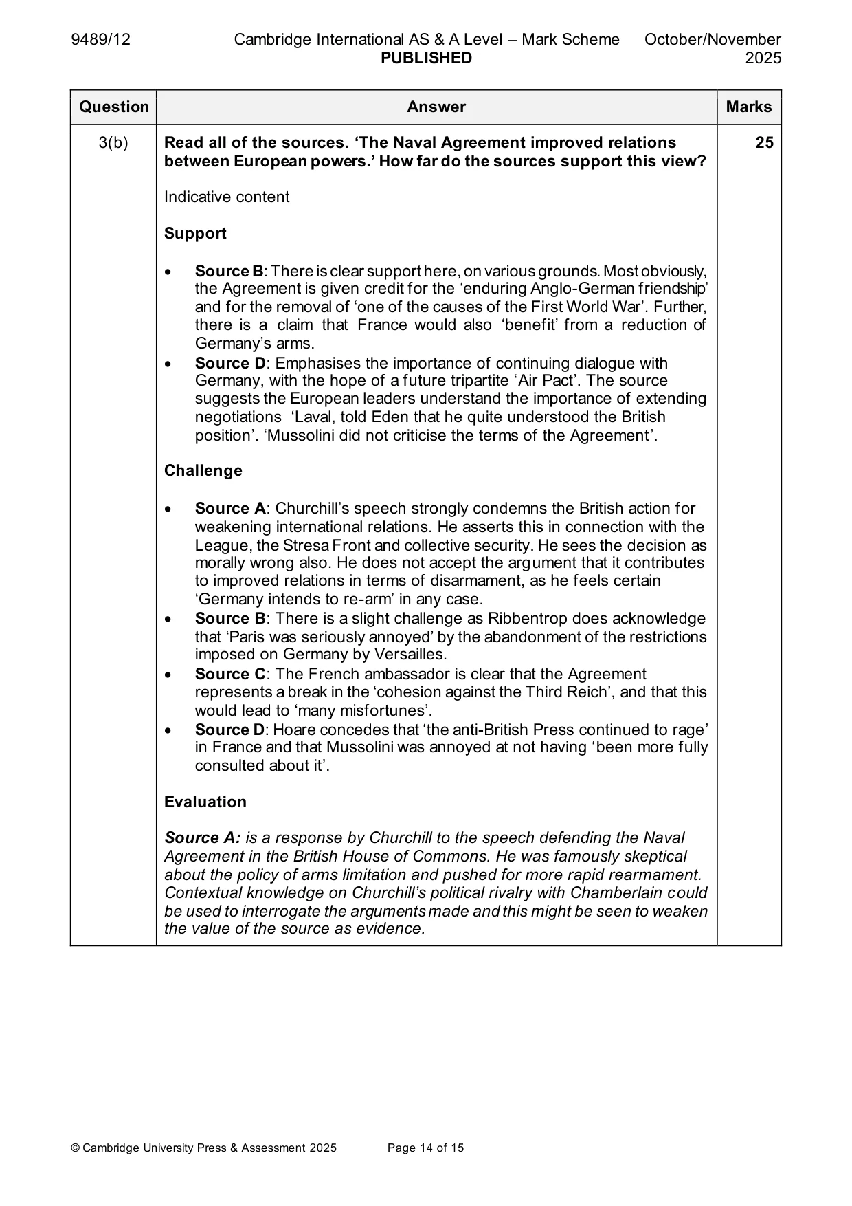 Mark scheme, page 14 of 15