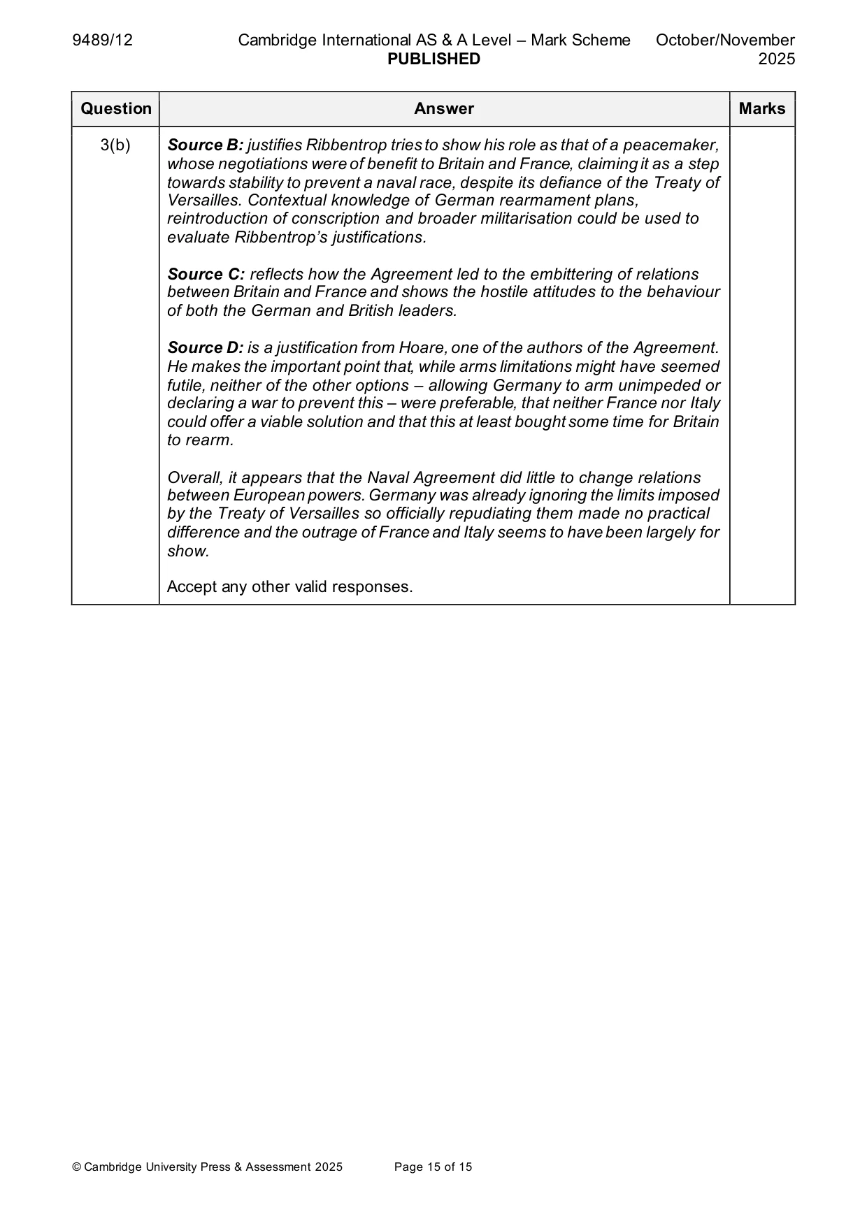 Mark scheme, page 15 of 15