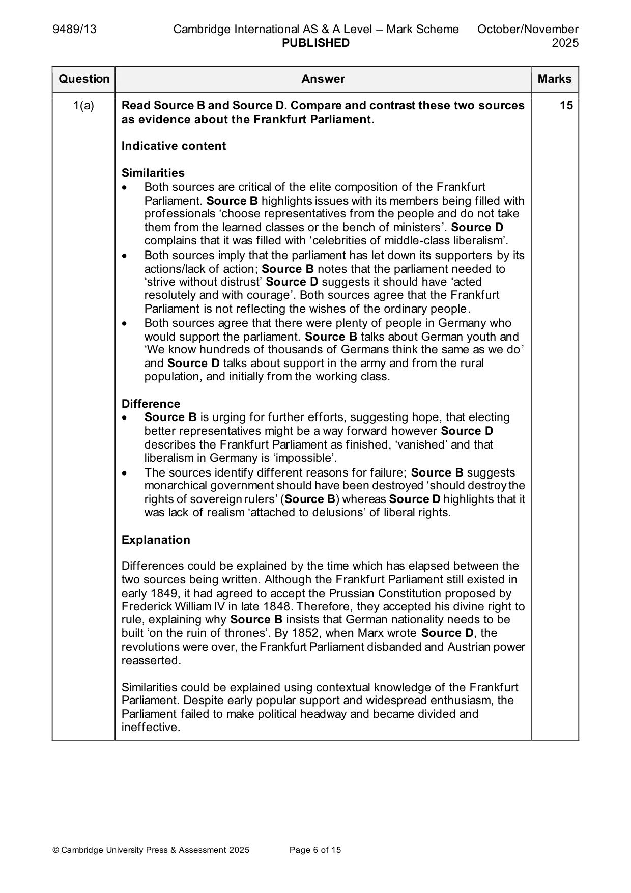 Mark scheme, page 6 of 15