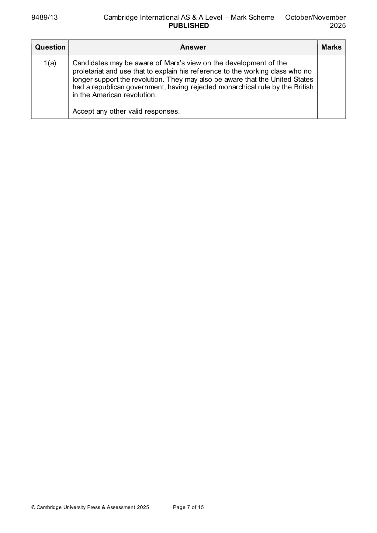Mark scheme, page 7 of 15