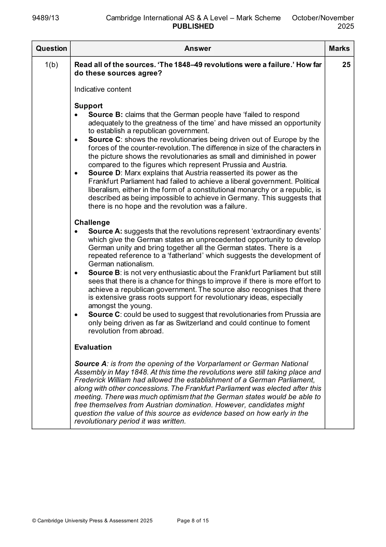 Mark scheme, page 8 of 15