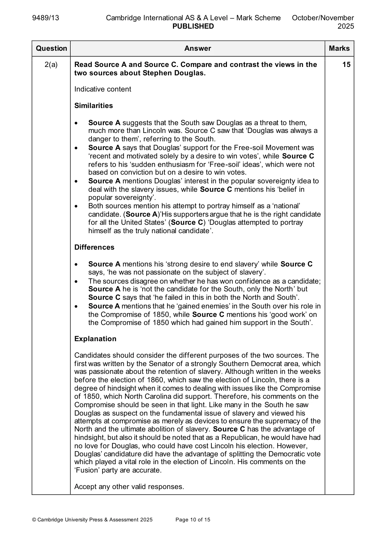 Mark scheme, page 10 of 15