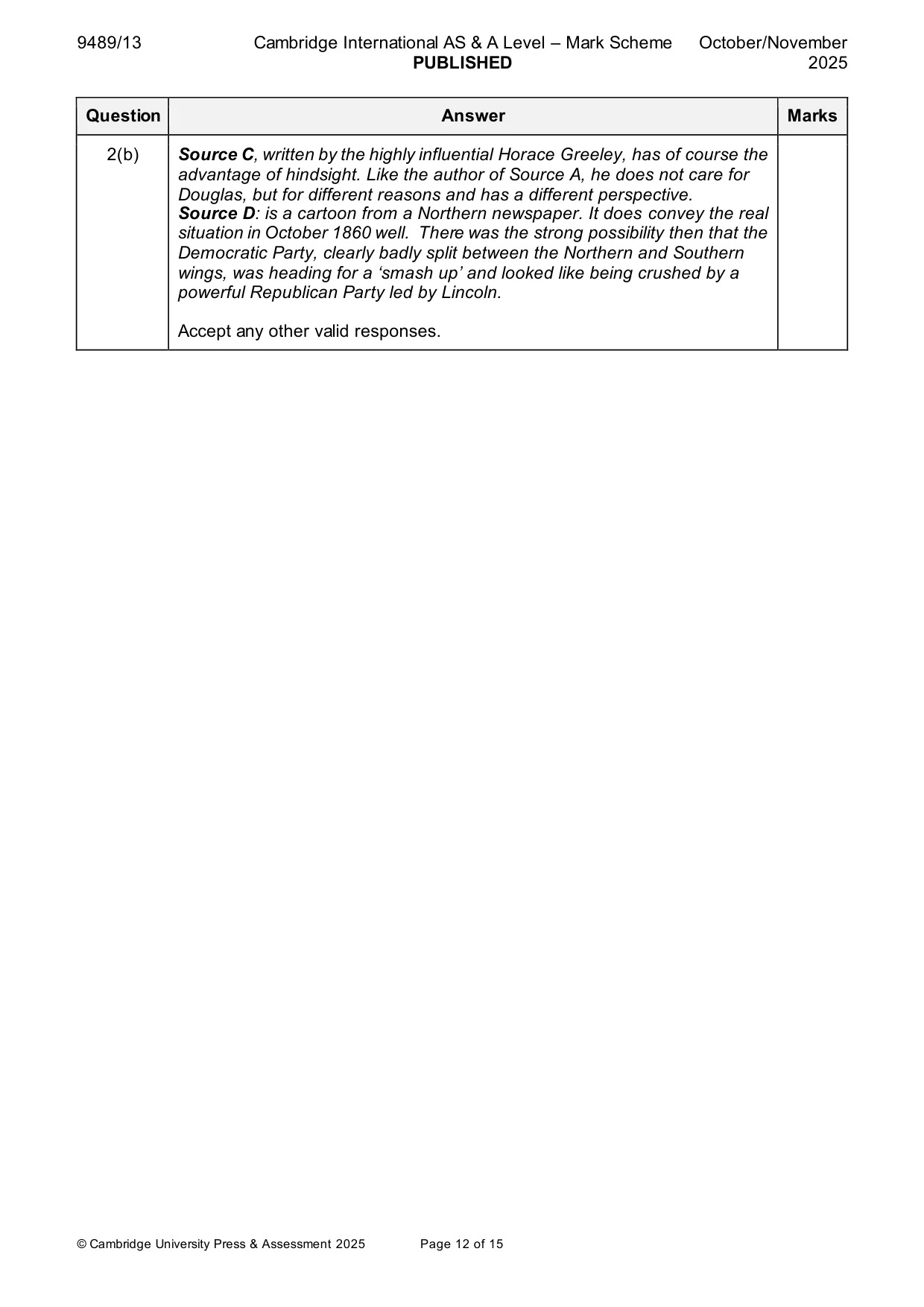 Mark scheme, page 12 of 15