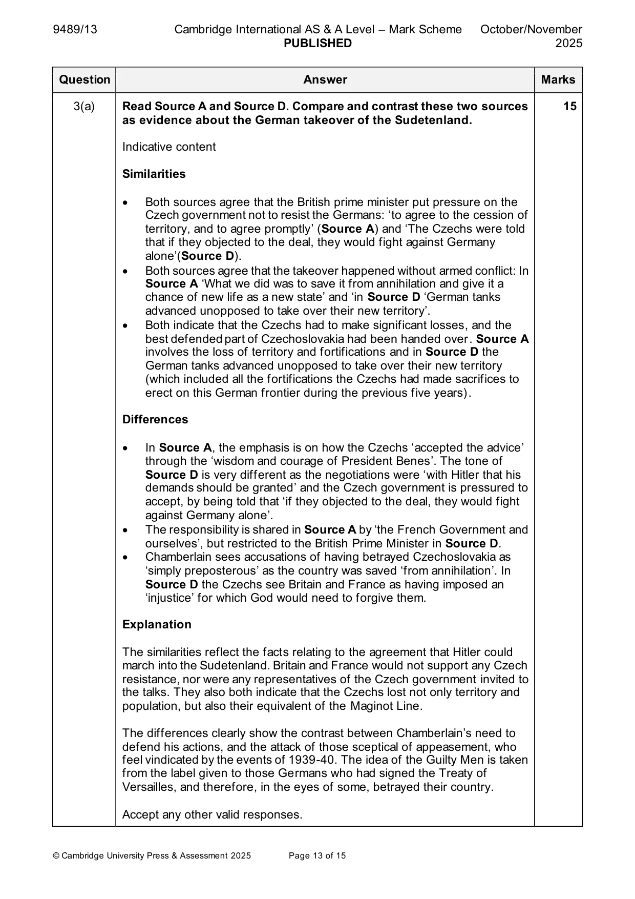Mark scheme, page 13 of 15