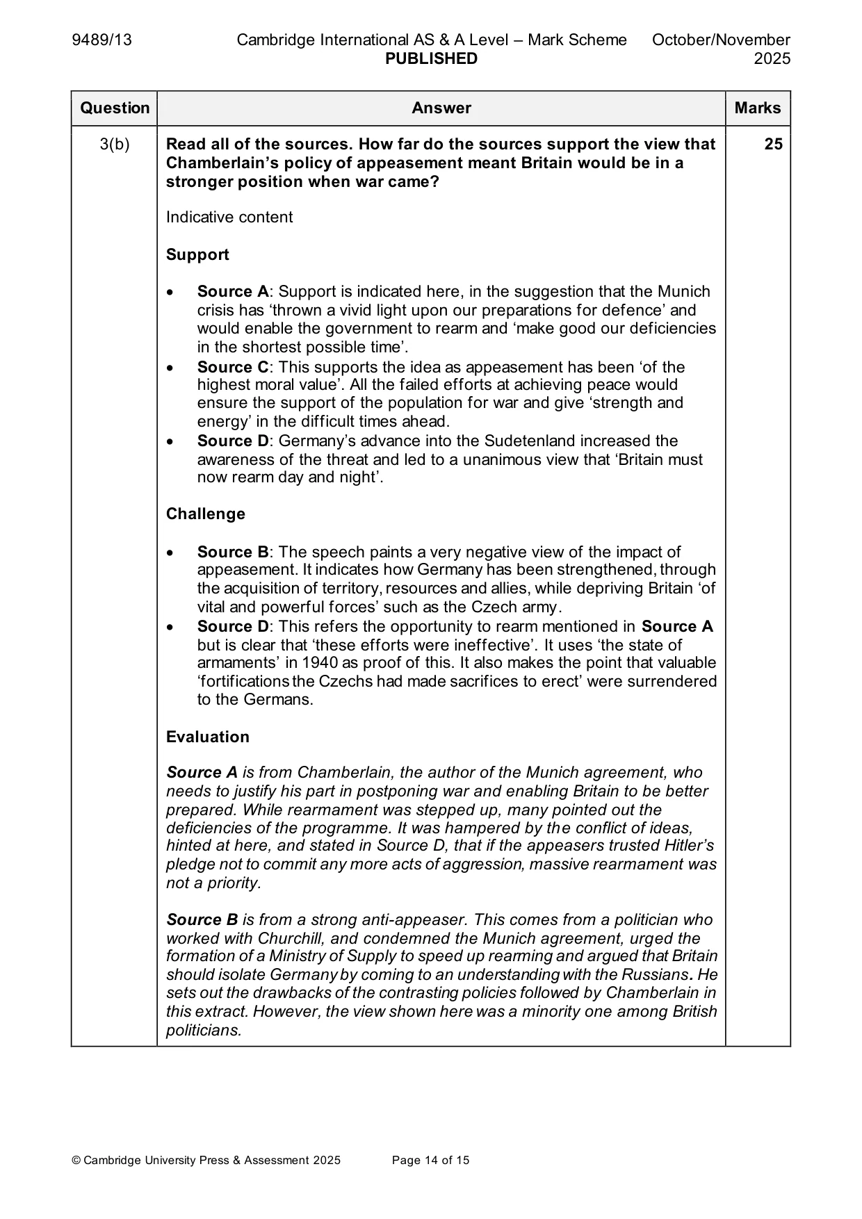 Mark scheme, page 14 of 15