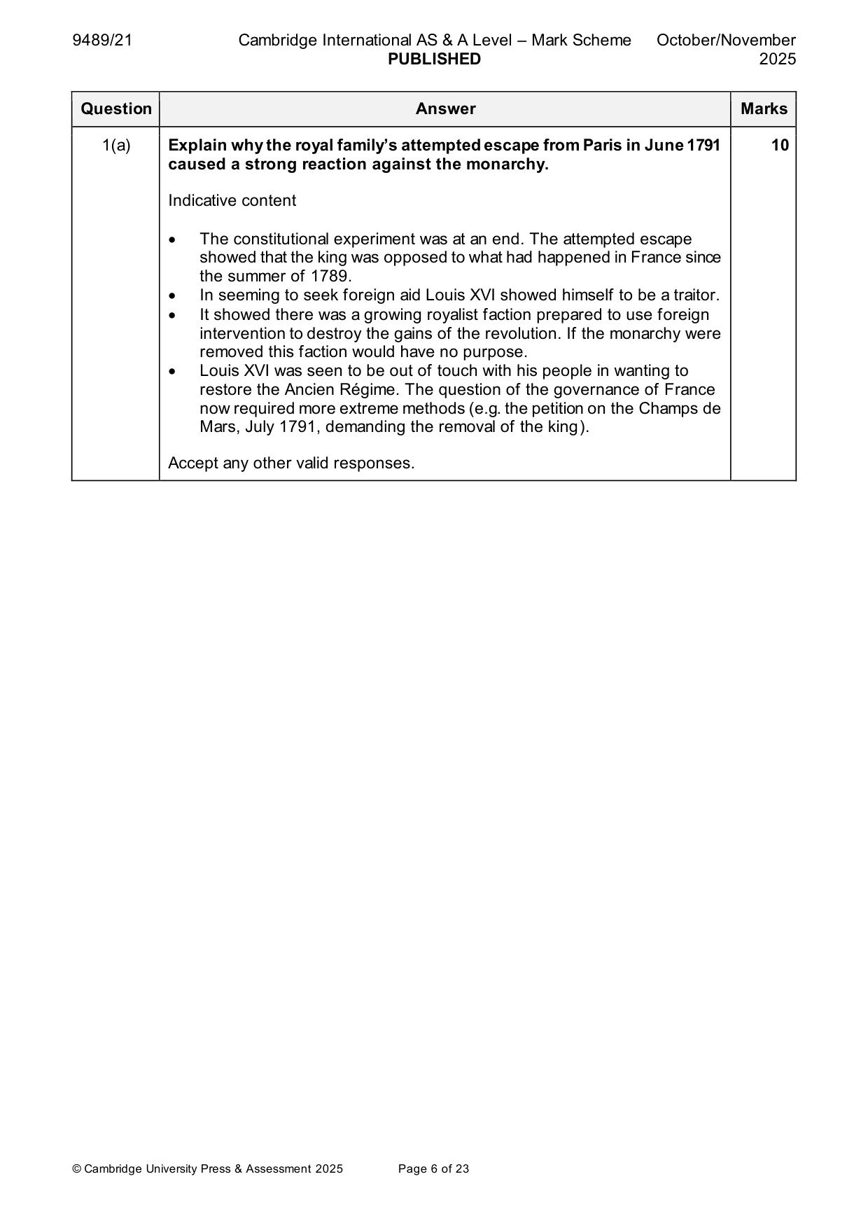 Mark scheme, page 6 of 23