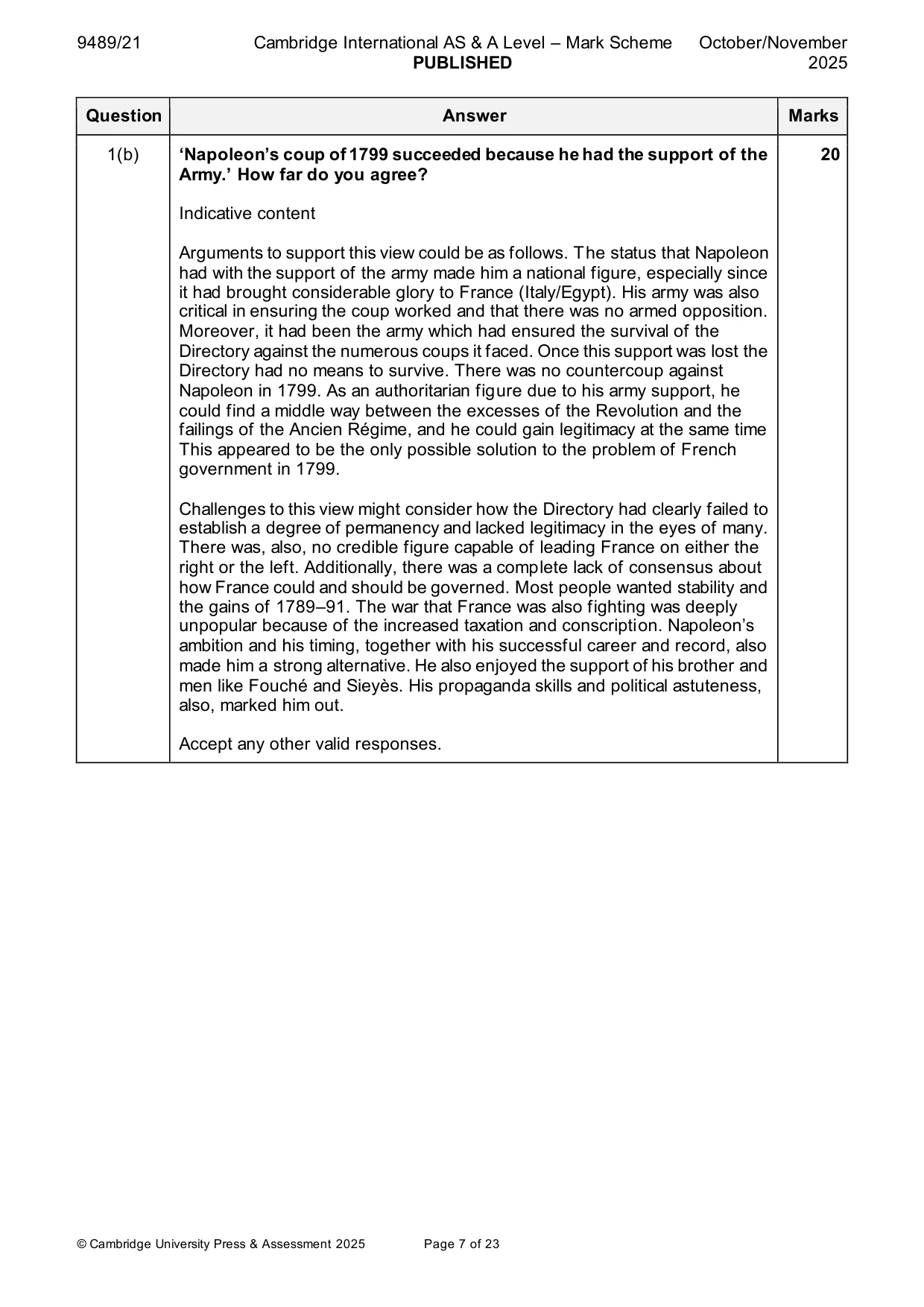 Mark scheme, page 7 of 23
