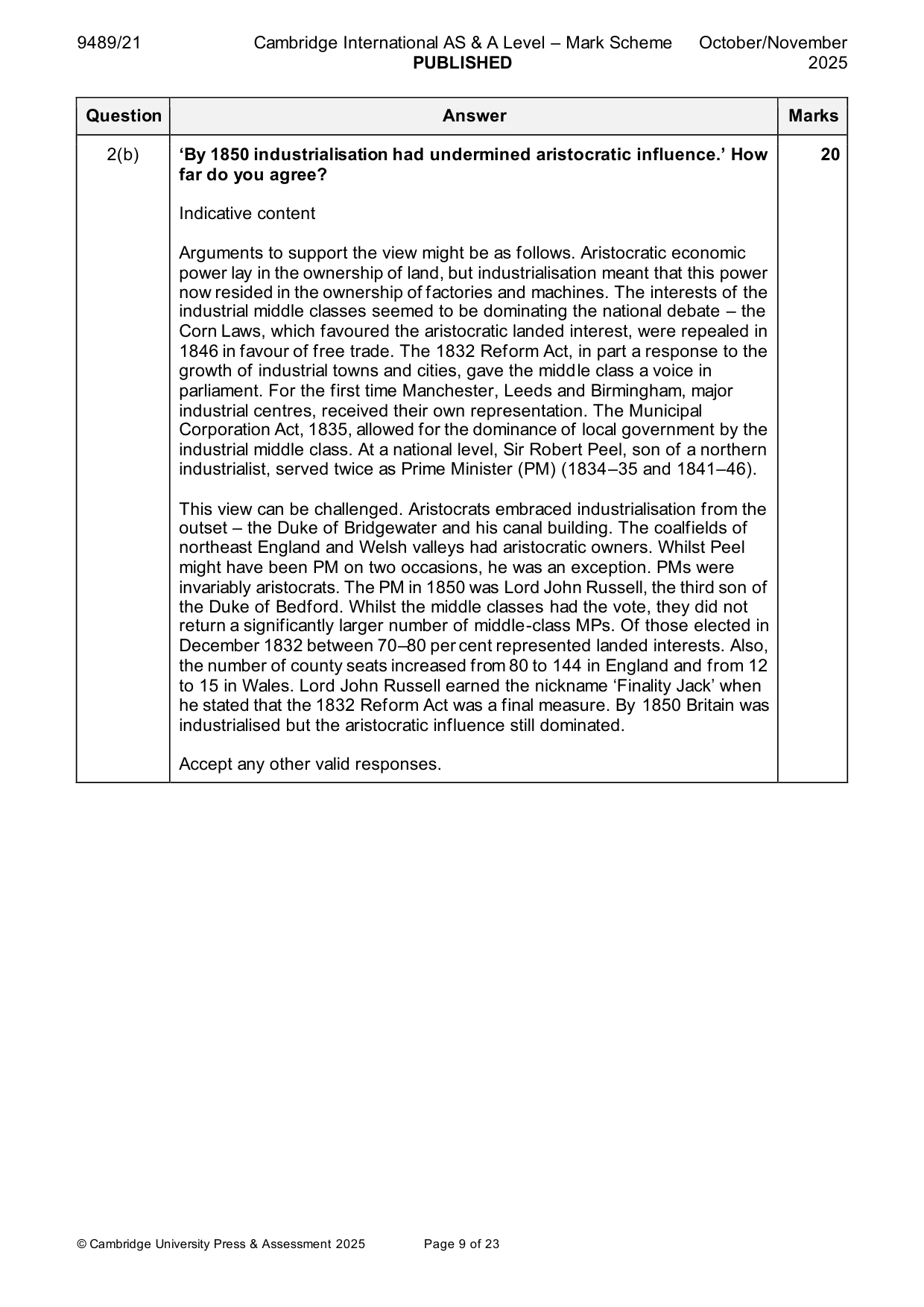 Mark scheme, page 9 of 23