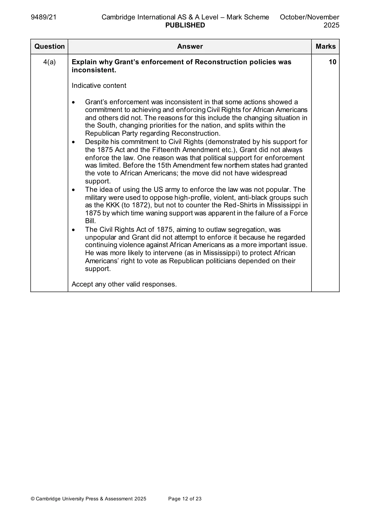 Mark scheme, page 12 of 23