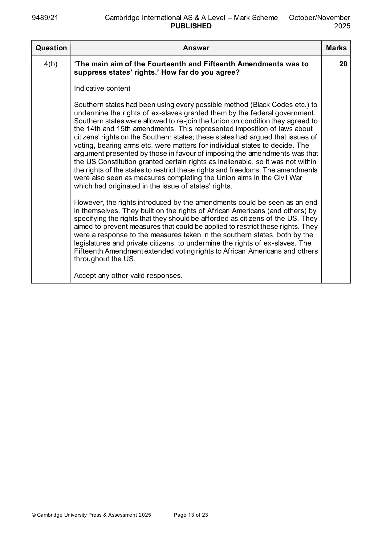 Mark scheme, page 13 of 23