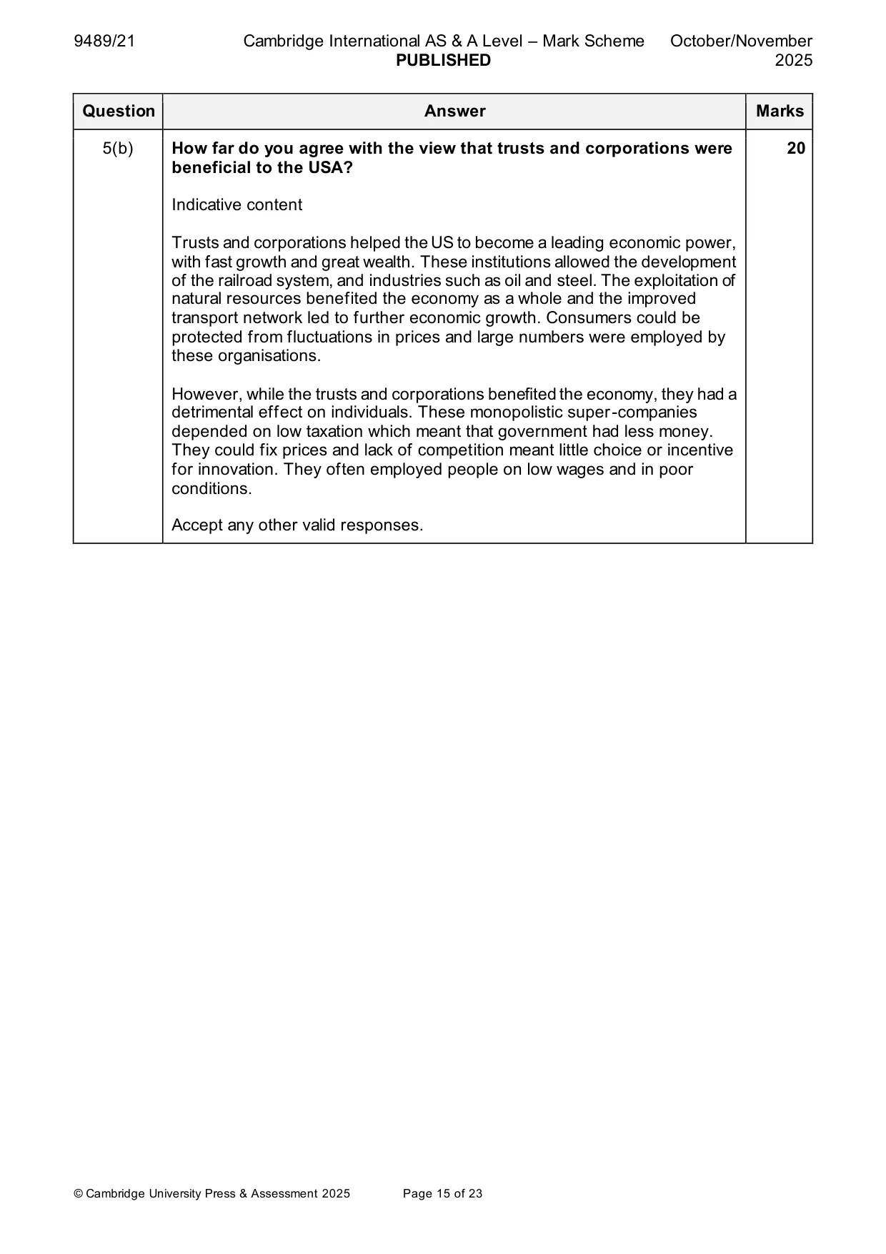Mark scheme, page 15 of 23