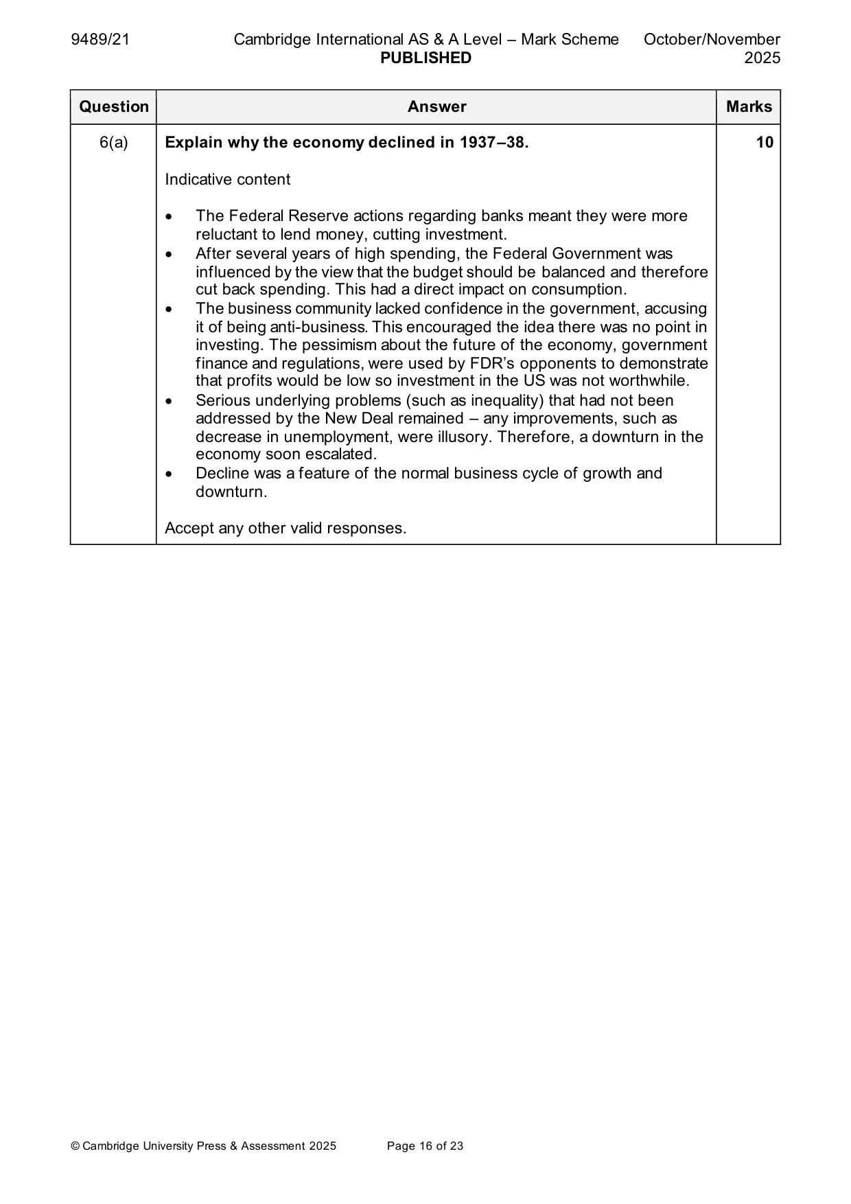 Mark scheme, page 16 of 23