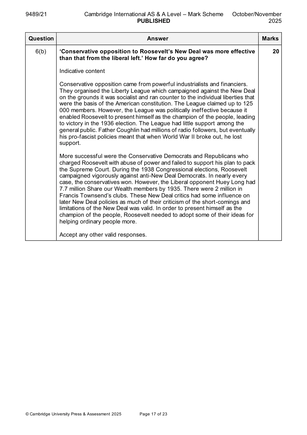 Mark scheme, page 17 of 23