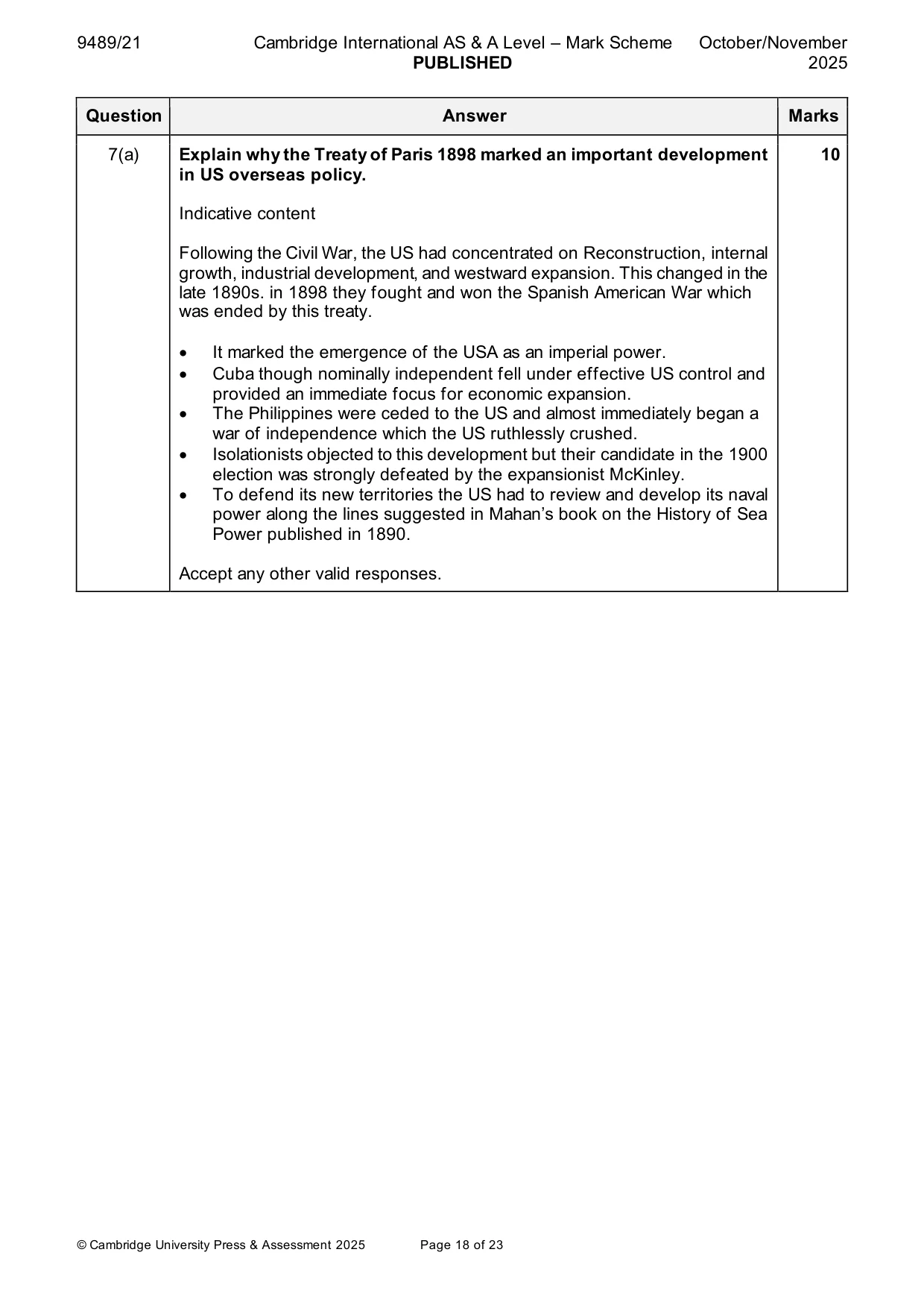 Mark scheme, page 18 of 23