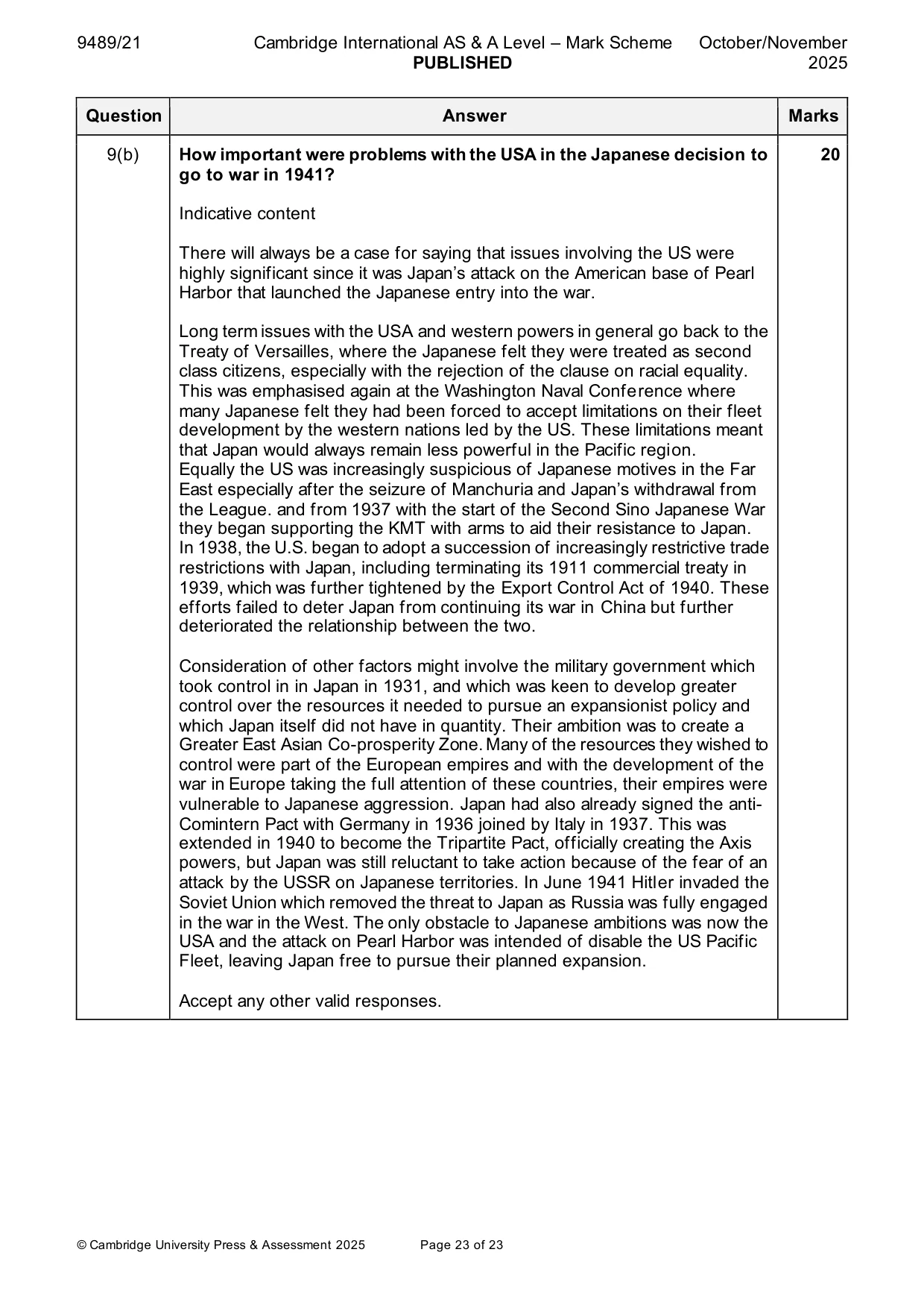 Mark scheme, page 23 of 23