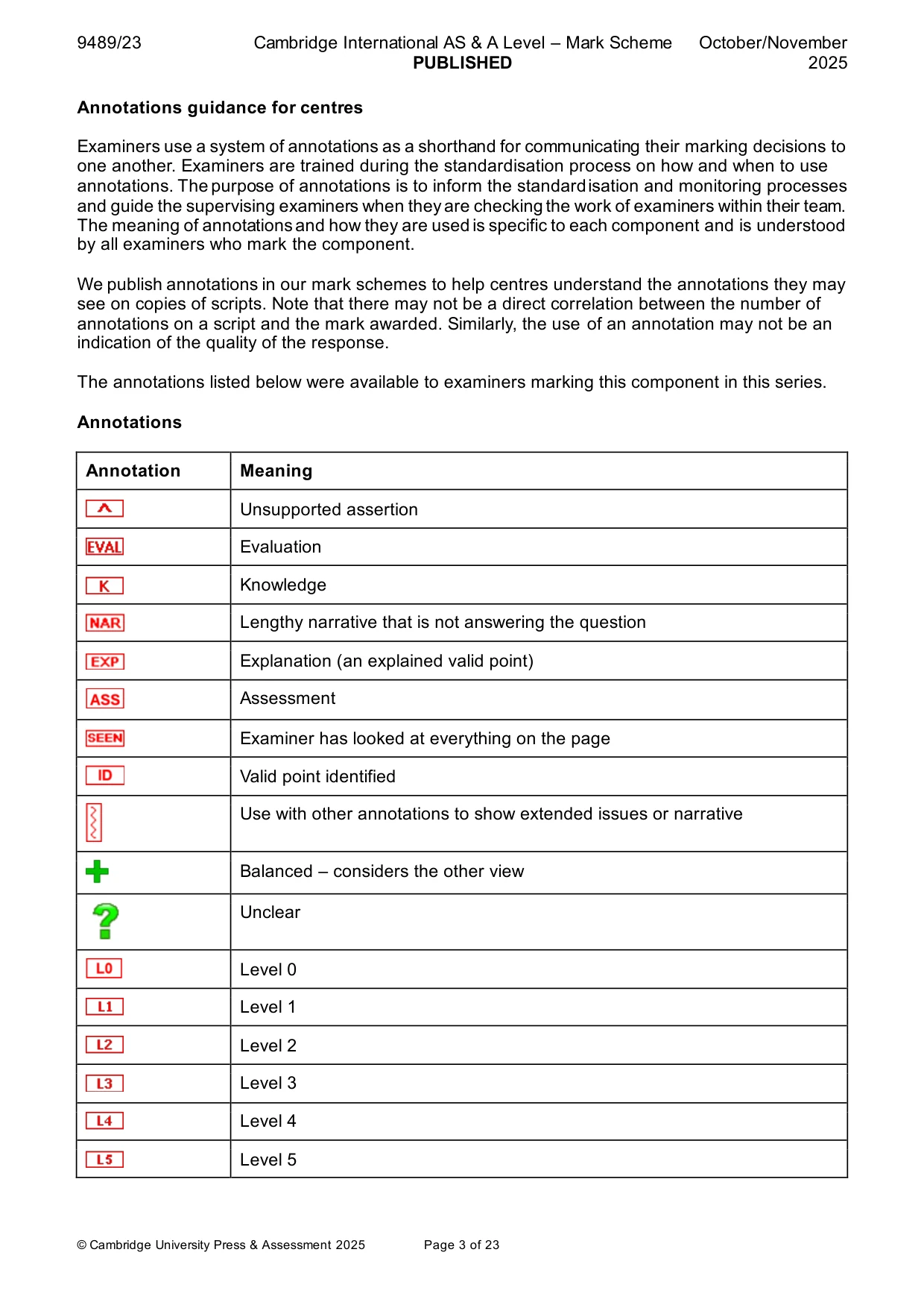 Mark scheme, page 3 of 23