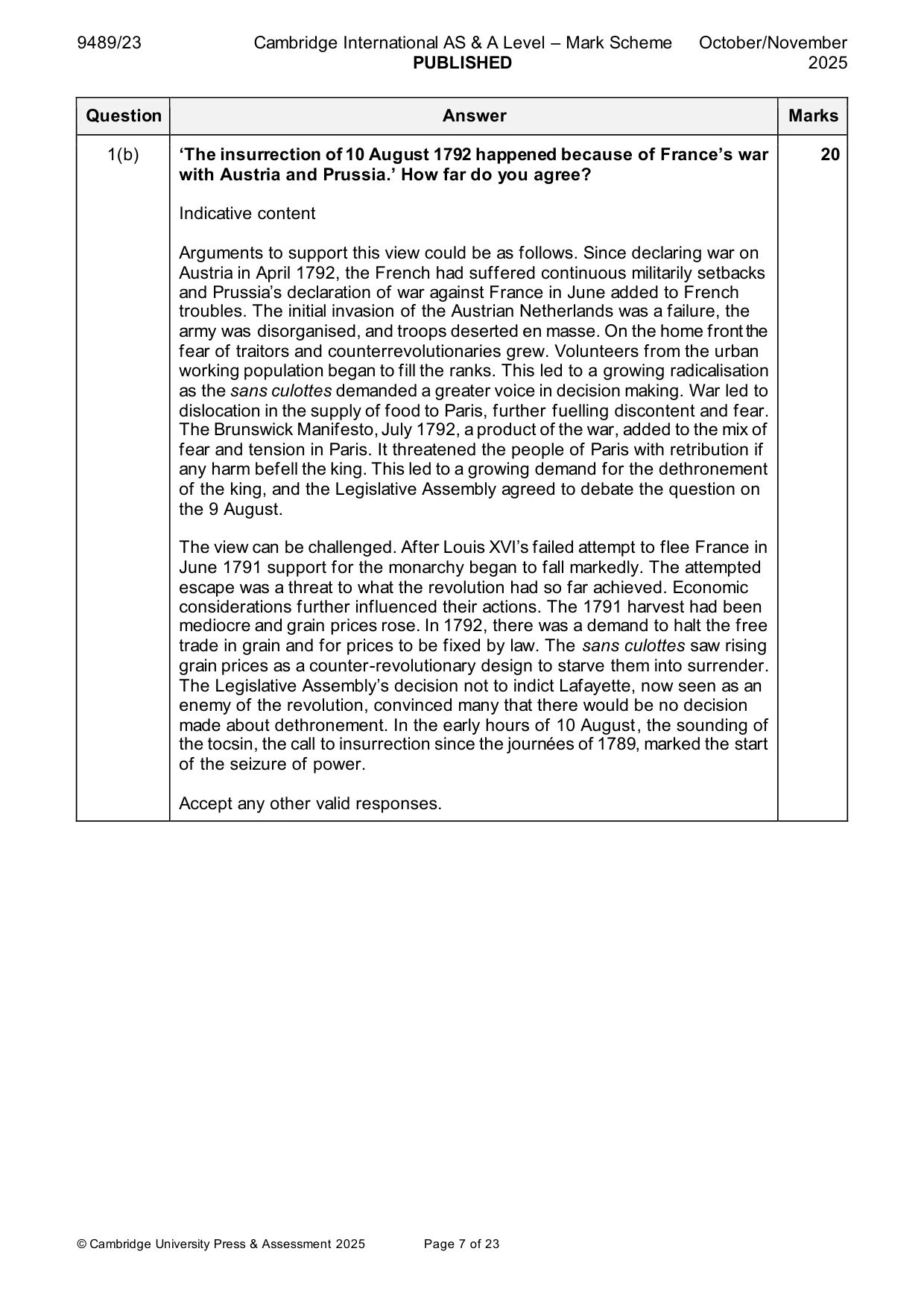 Mark scheme, page 7 of 23