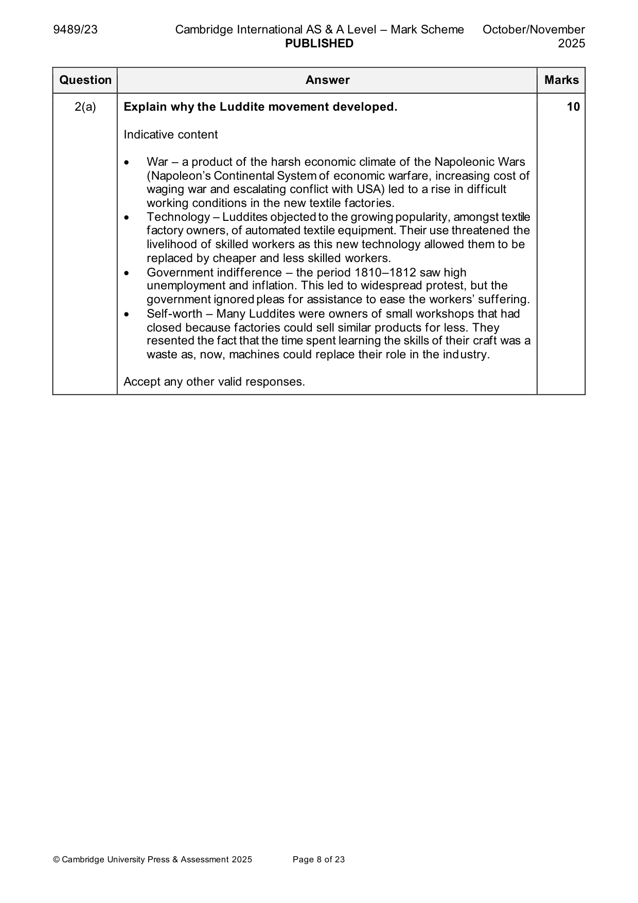 Mark scheme, page 8 of 23