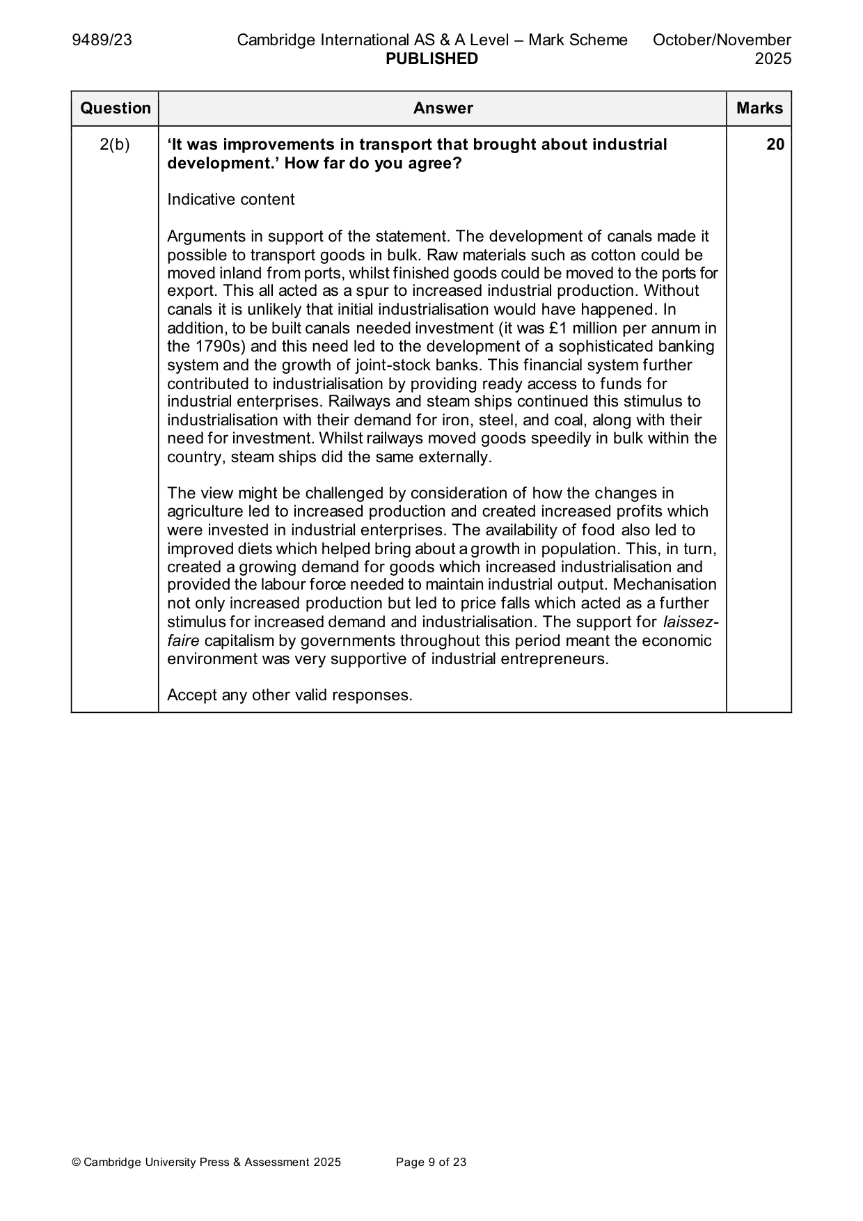 Mark scheme, page 9 of 23