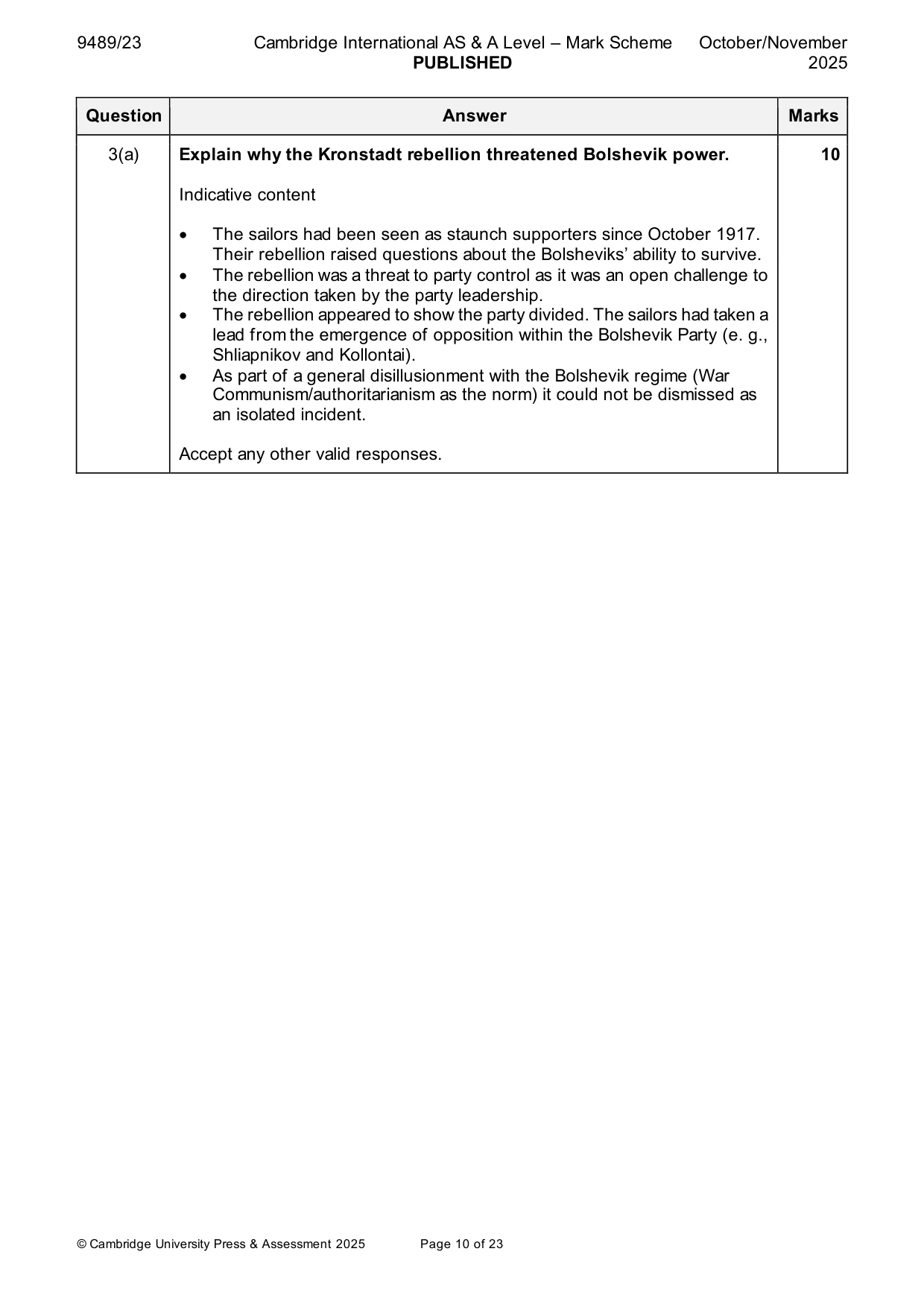 Mark scheme, page 10 of 23