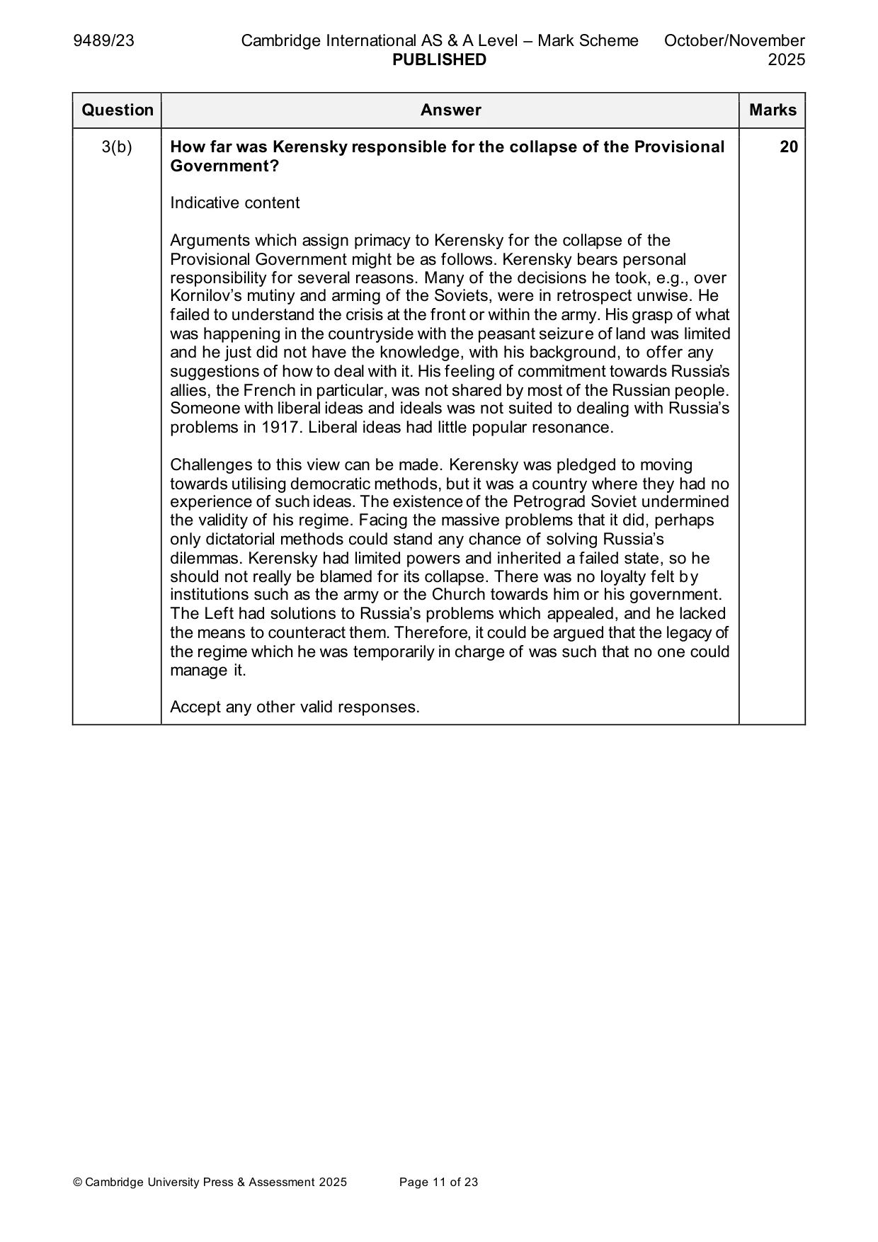 Mark scheme, page 11 of 23