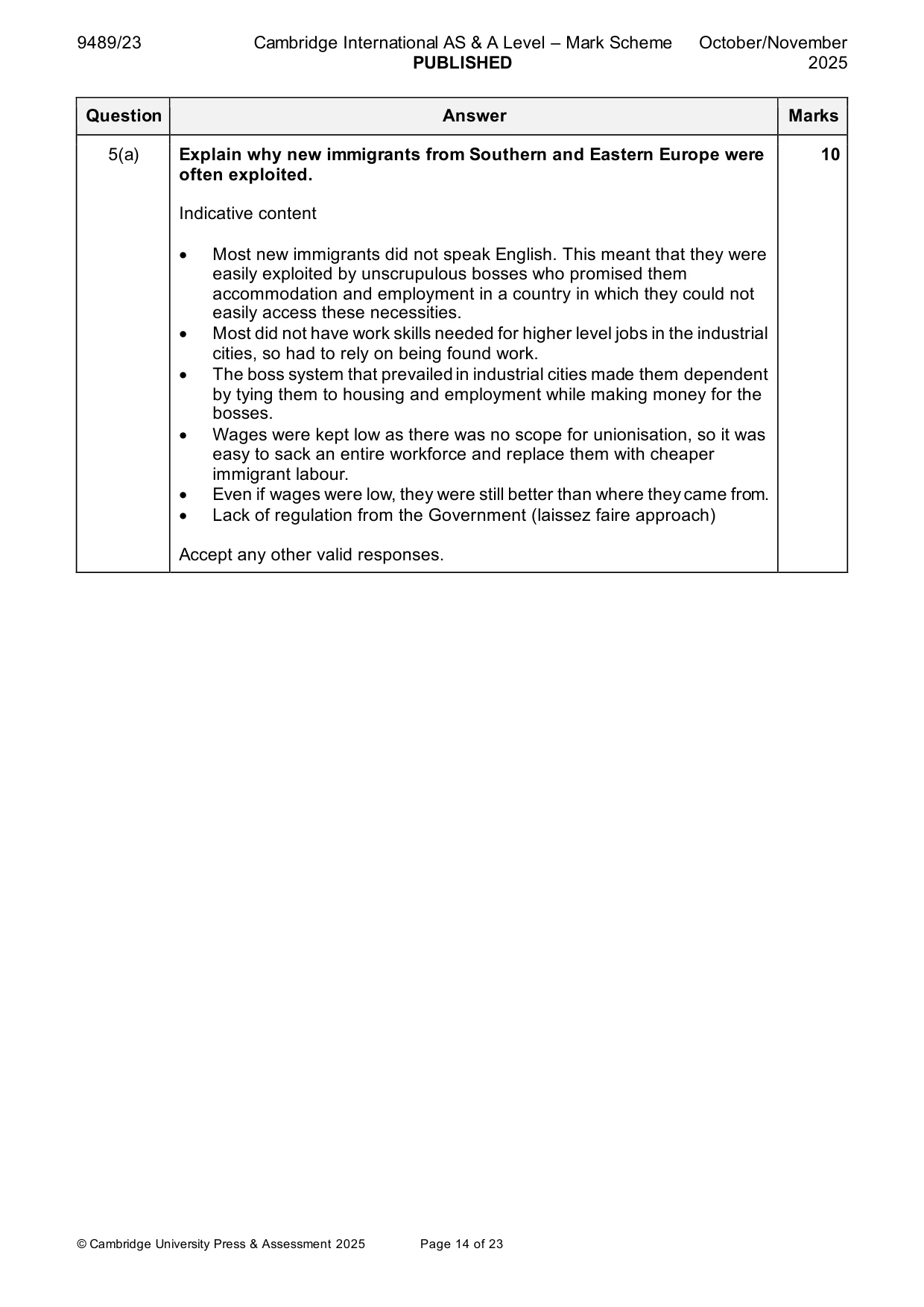 Mark scheme, page 14 of 23