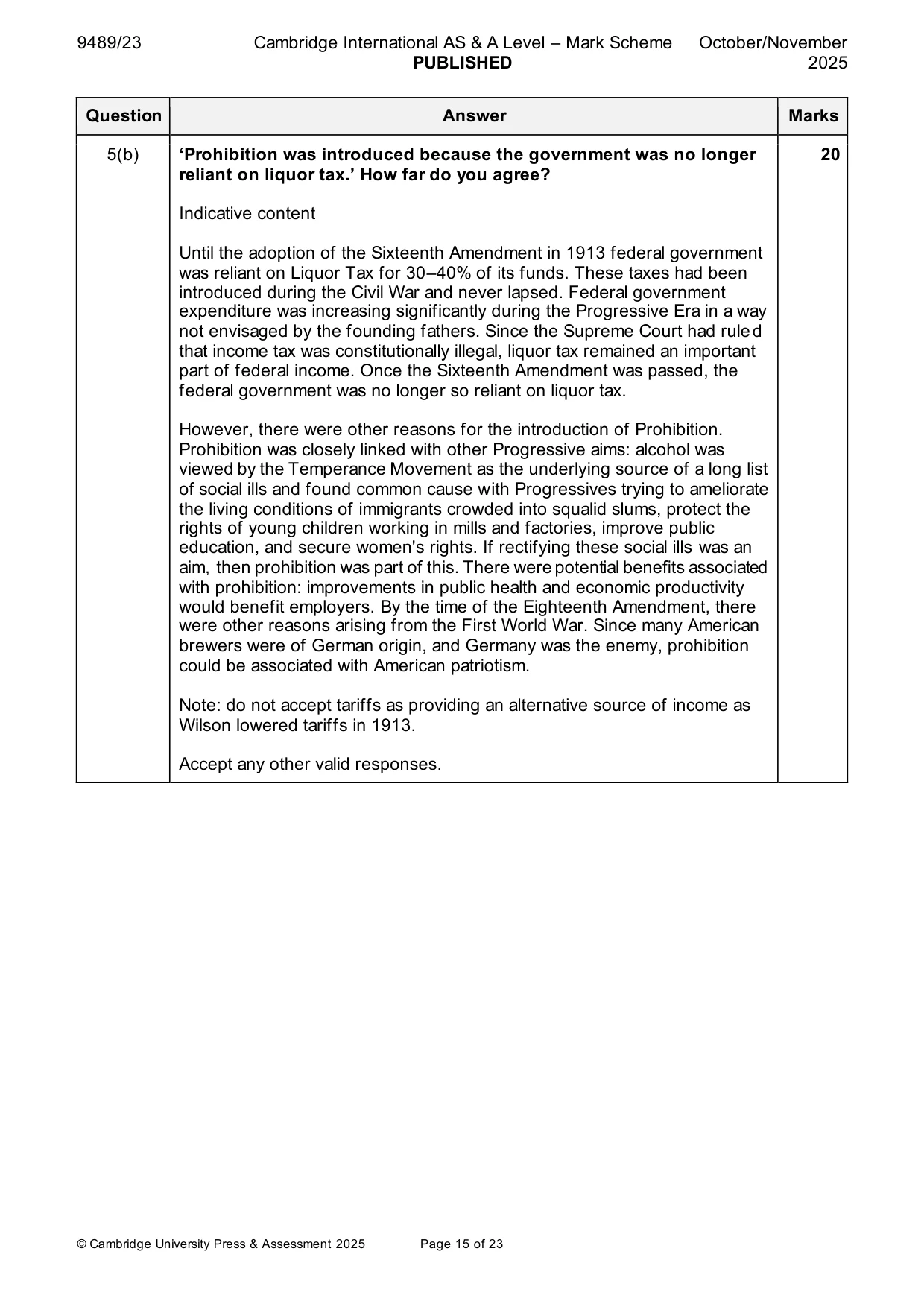Mark scheme, page 15 of 23