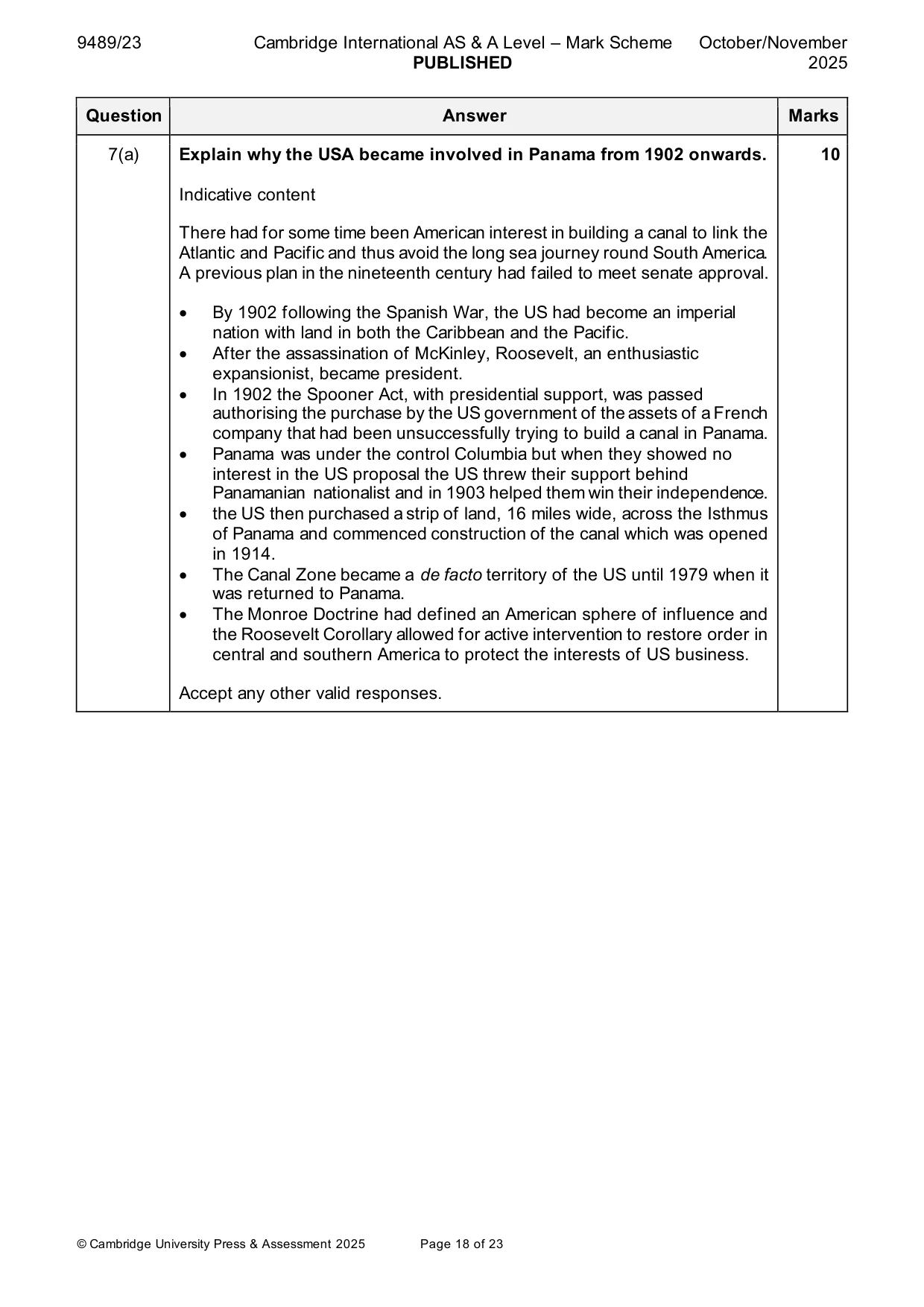 Mark scheme, page 18 of 23