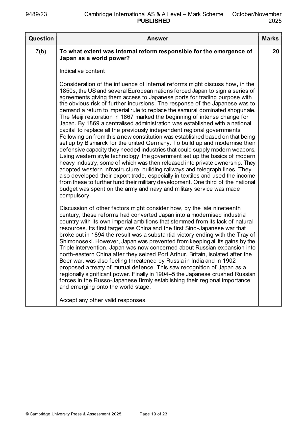Mark scheme, page 19 of 23
