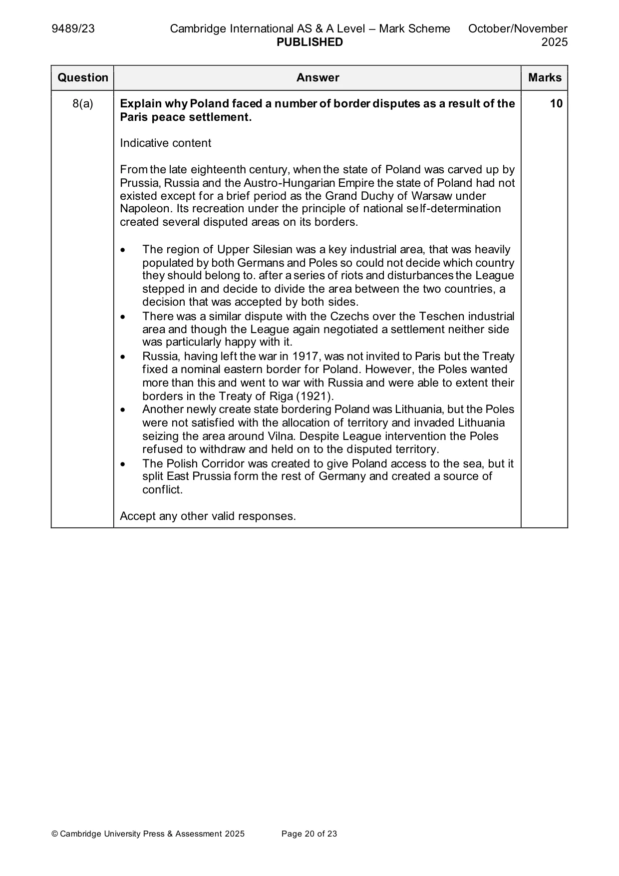 Mark scheme, page 20 of 23
