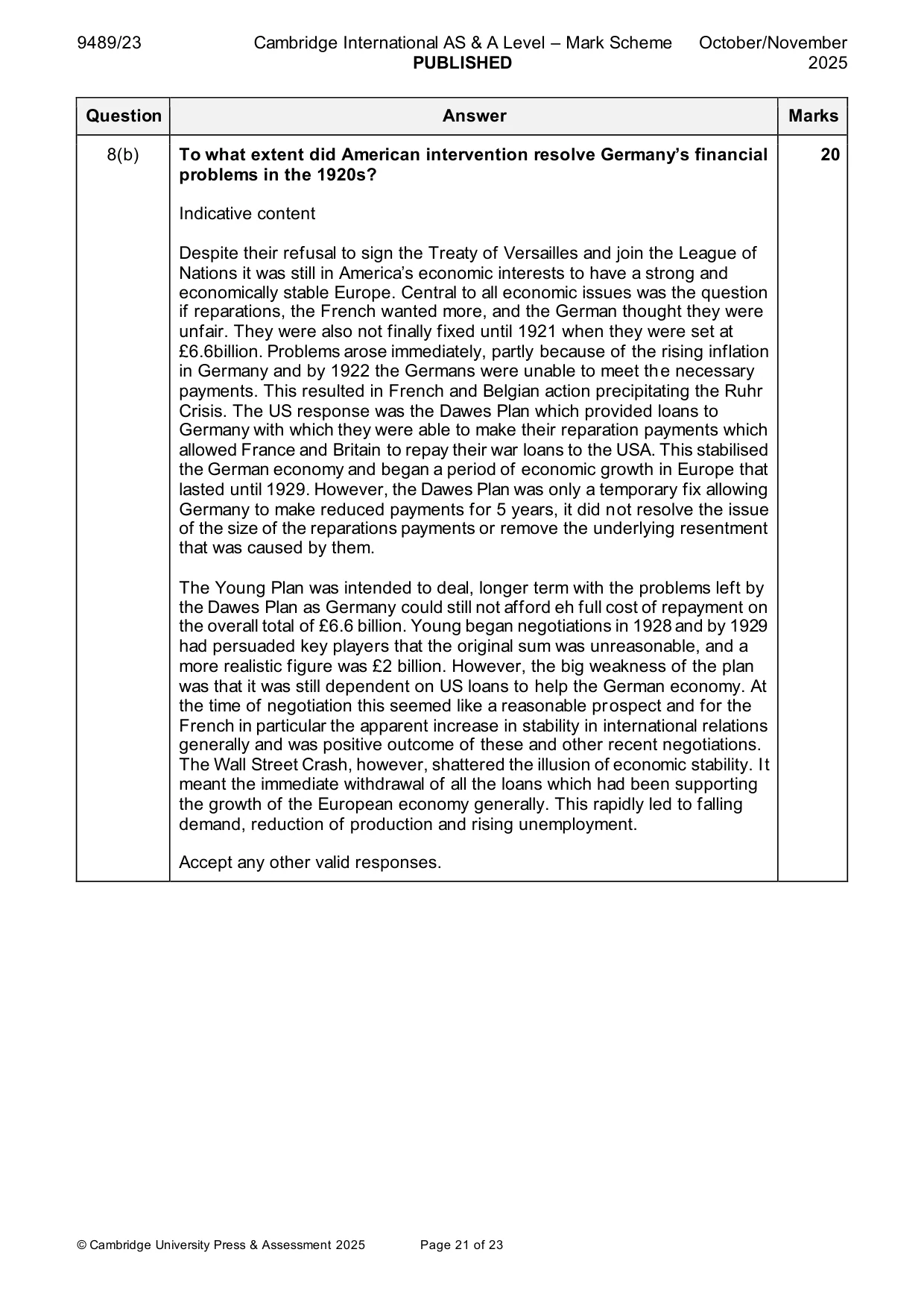 Mark scheme, page 21 of 23