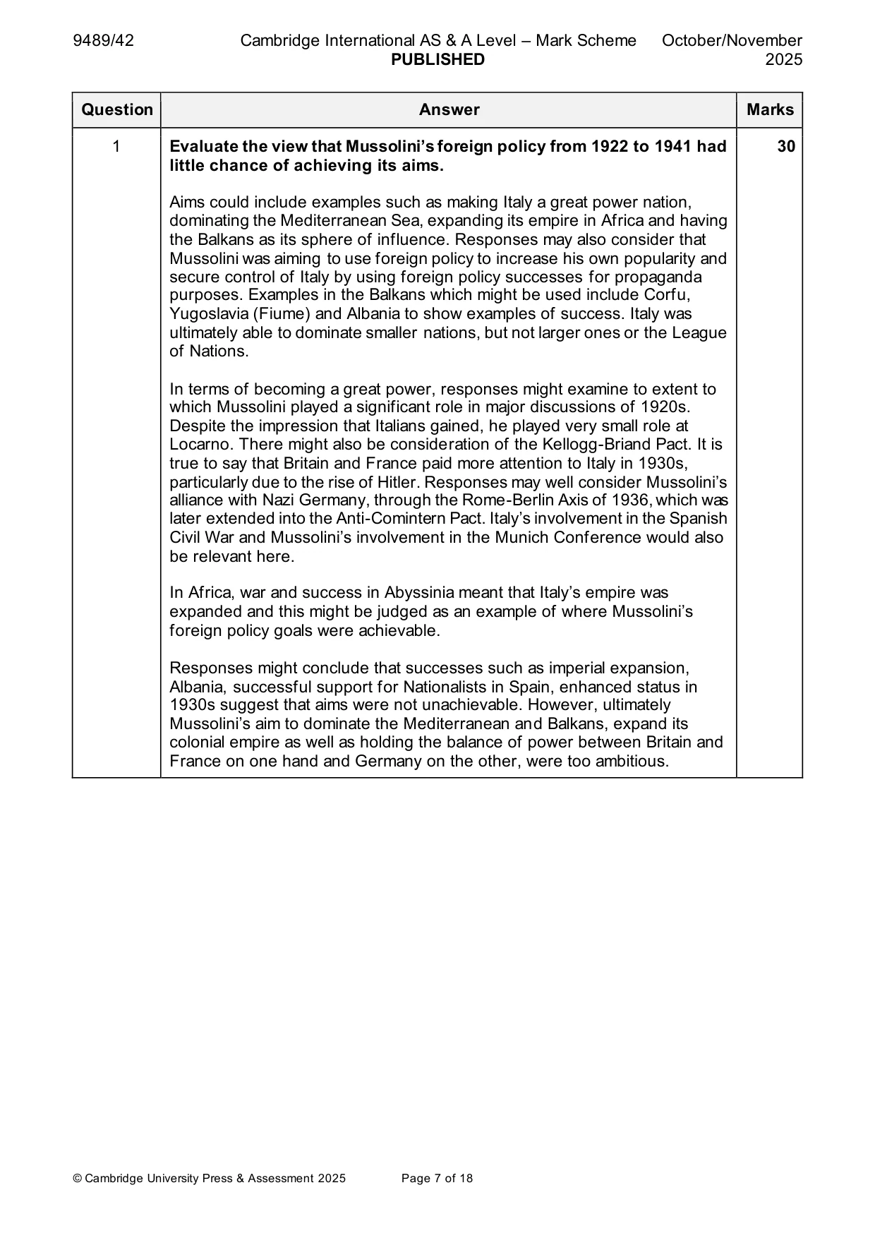 Mark scheme, page 7 of 18