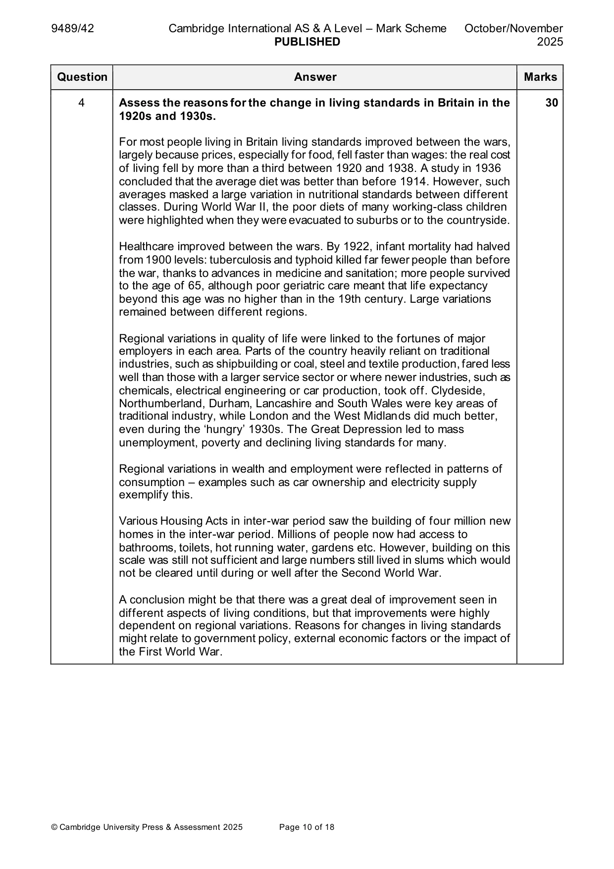 Mark scheme, page 10 of 18