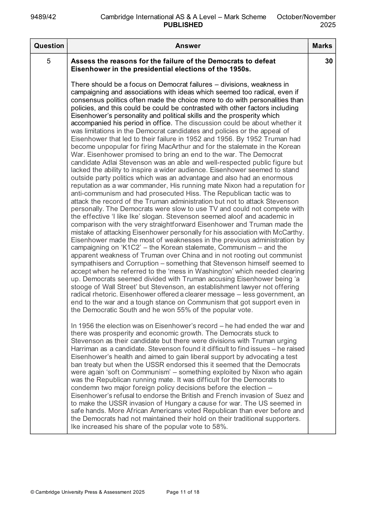 Mark scheme, page 11 of 18