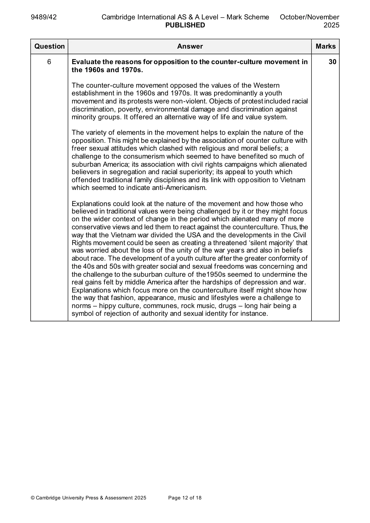 Mark scheme, page 12 of 18