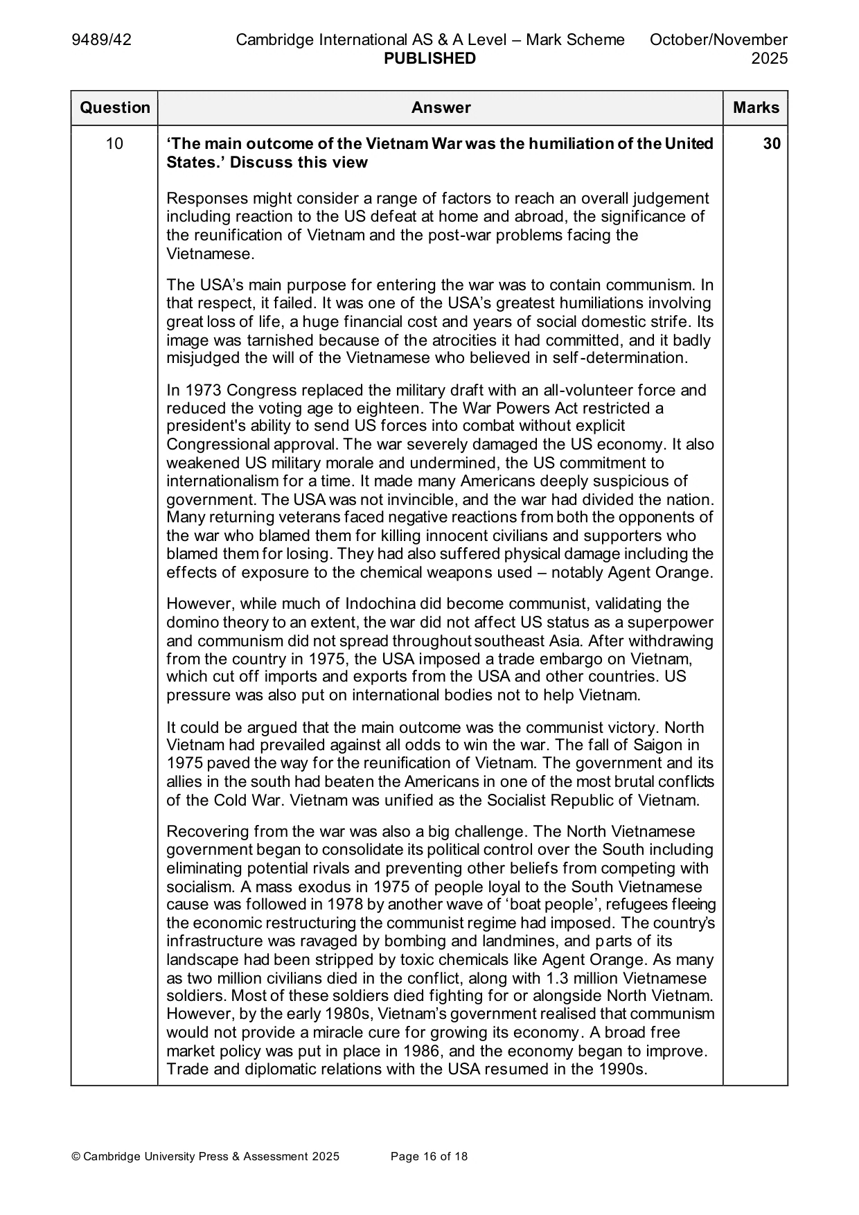 Mark scheme, page 16 of 18