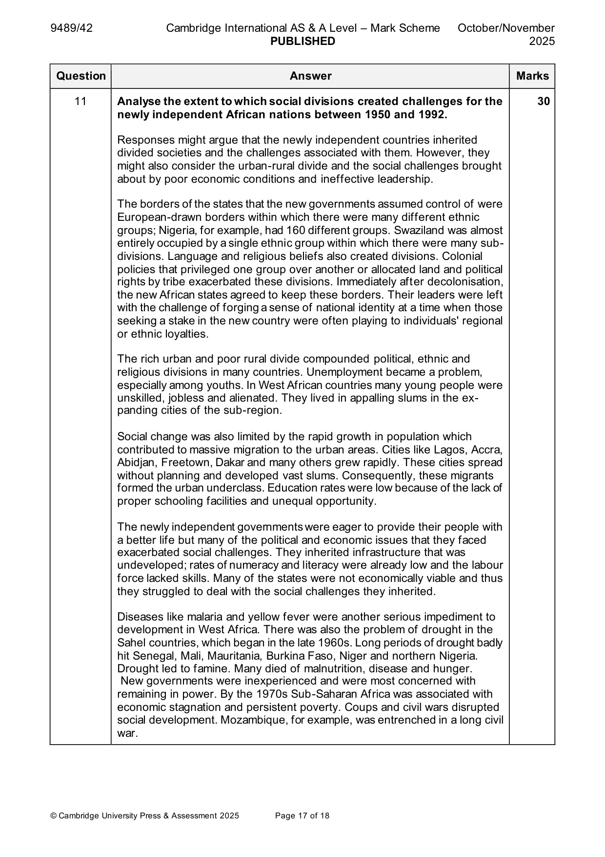 Mark scheme, page 17 of 18