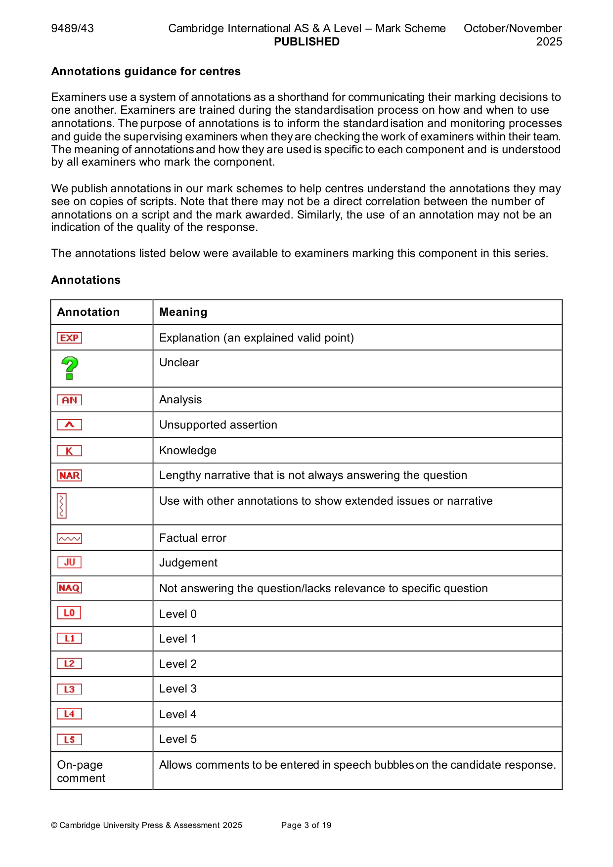 Mark scheme, page 3 of 19