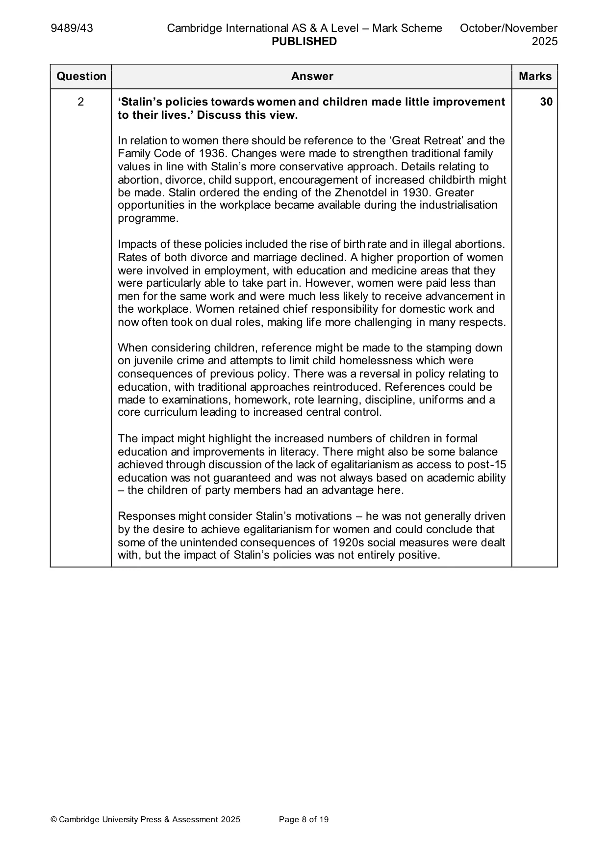 Mark scheme, page 8 of 19