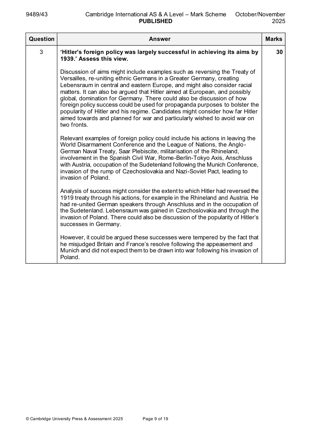 Mark scheme, page 9 of 19
