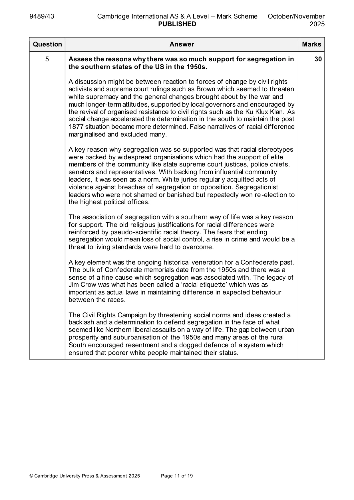 Mark scheme, page 11 of 19